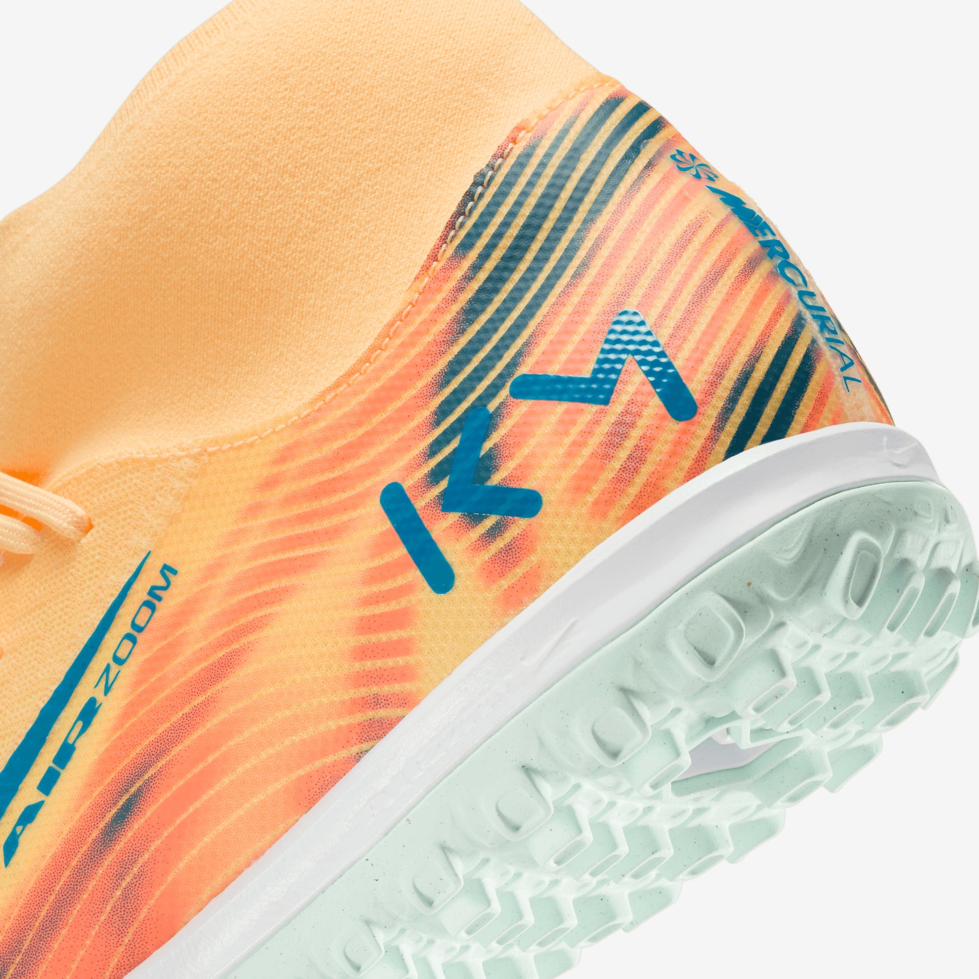 Nike Mercurial Superfly 10 Academy Kylian Mbappé Turf High-Top Soccer Shoes - Melon Tint/Neo Turq-Igloo