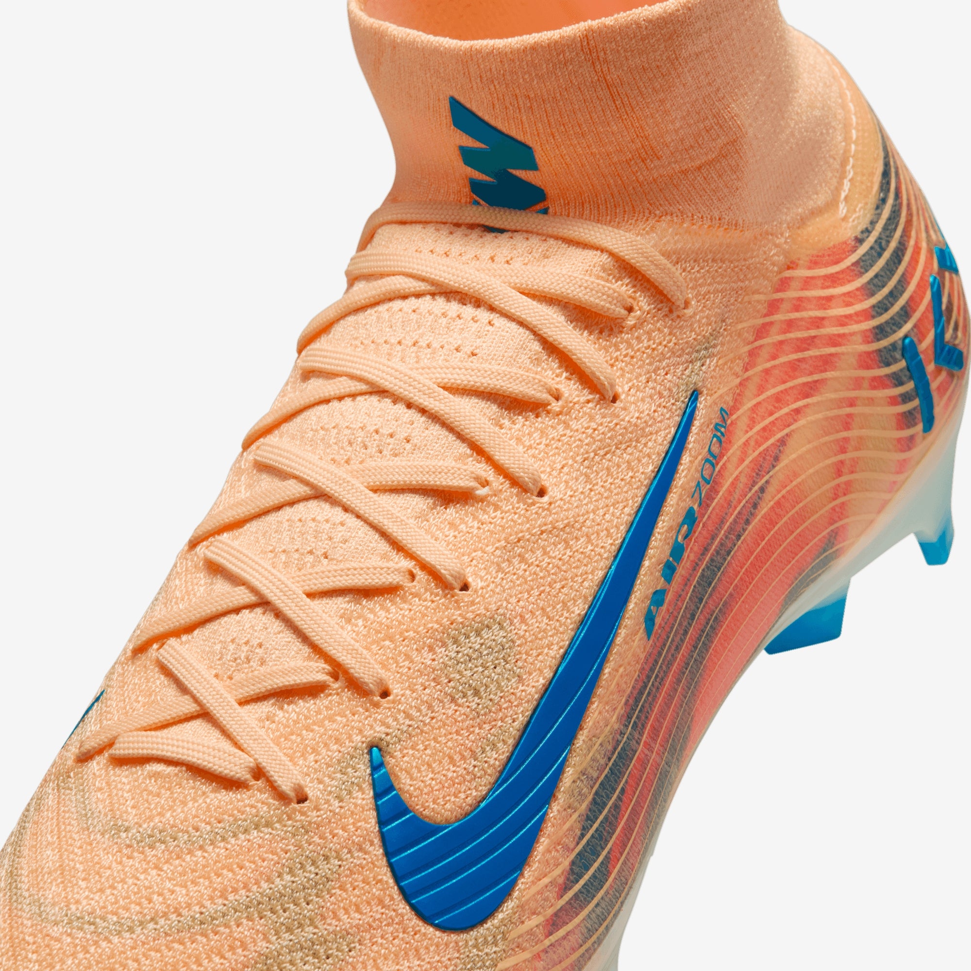 Nike Mercurial Superfly 10 Elite "Kylian Mbappé" Firm-Ground High-Top Soccer Cleats - Melon Tint/Neo Turq-Igloo