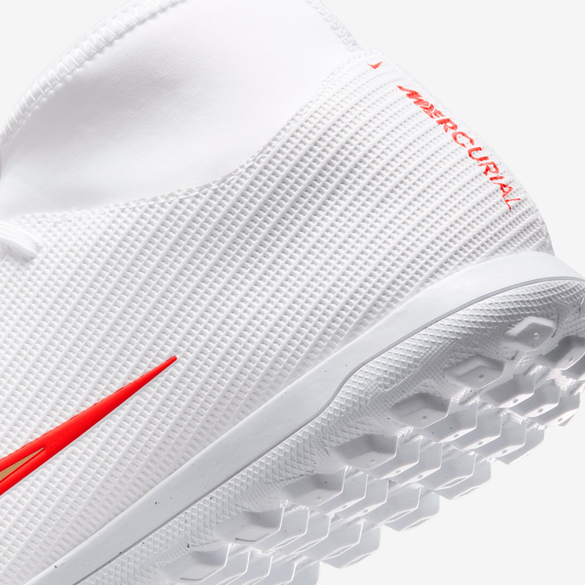 Nike Mercurial Superfly 11 Club Turf High-Top Soccer Shoes - White/Blur-Bright Crimson