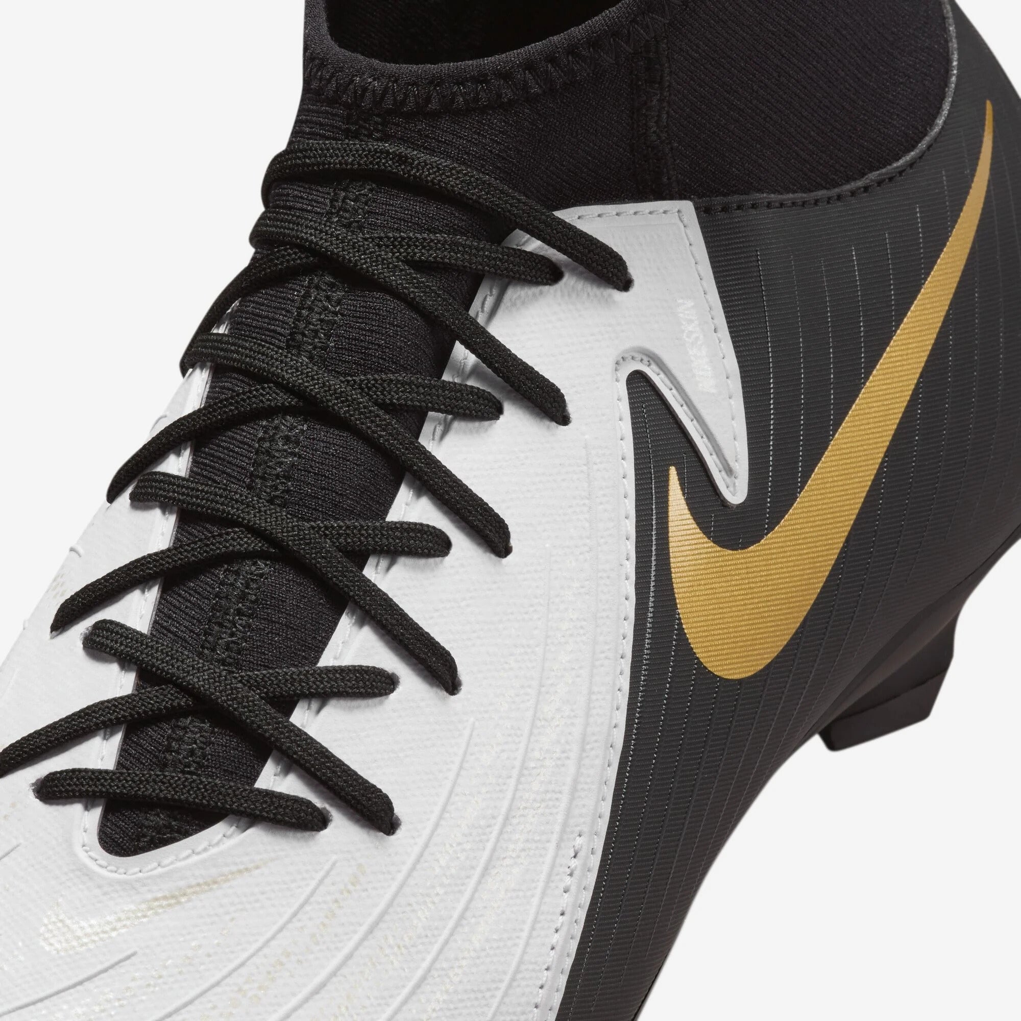 Nike Phantom Luna 2 Academy MG High-Top Soccer Cleats - White/Black/Metallic Gold Coin