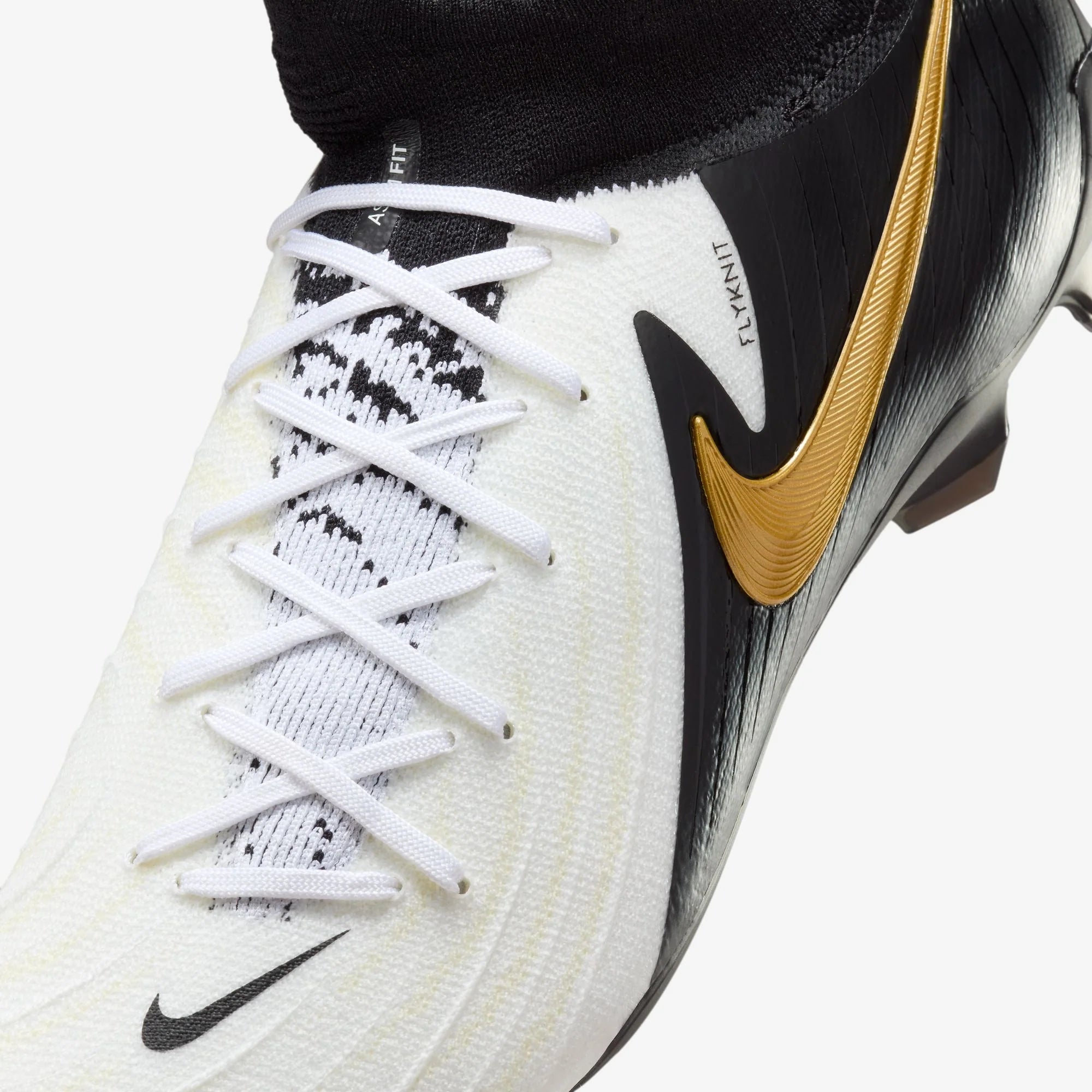 Nike Phantom Luna 2 Pro FG High-Top Soccer Cleats - White/Black/Metallic Gold Coin