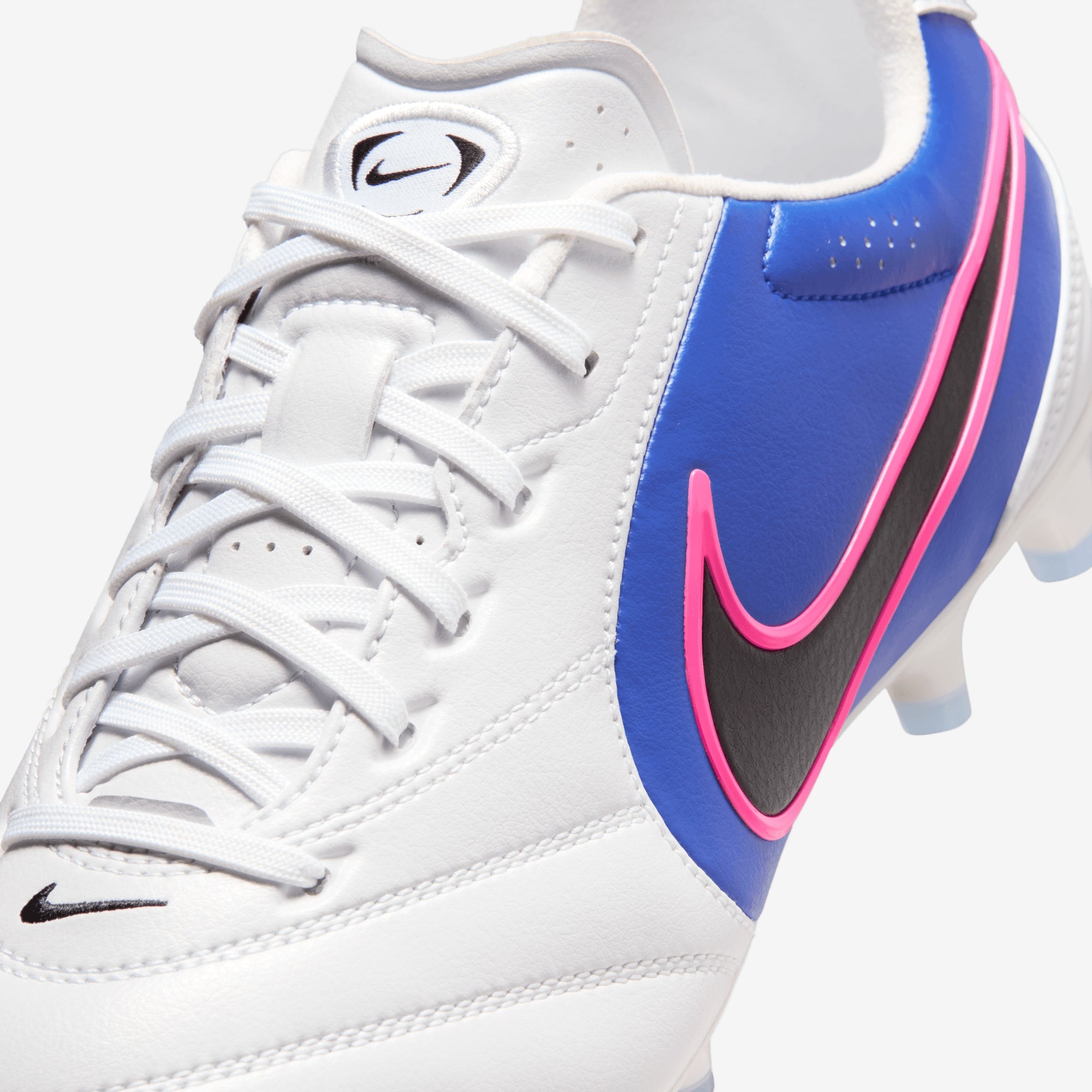 Nike Tiempo Ligera Pro Firm-Ground Low-Top Soccer Cleats - White/Black-Racer Blue-Pink Blast