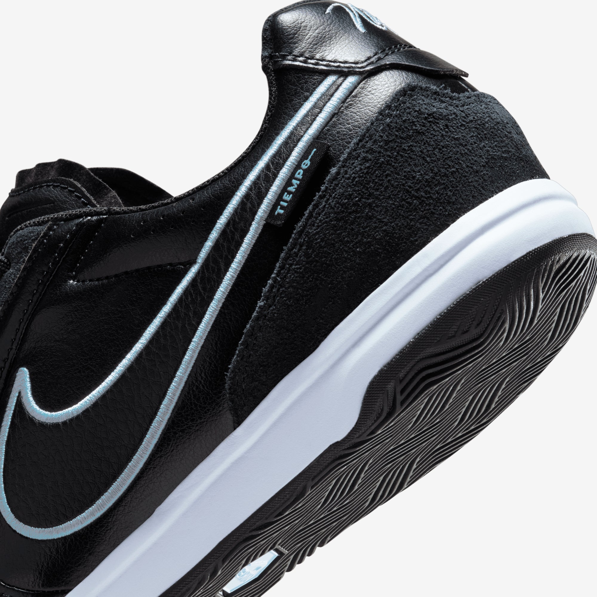 Nike Tiempo Streetgato Indoor/Court Low-Top Soccer Shoes - Black/Obsidian-Ice Blue