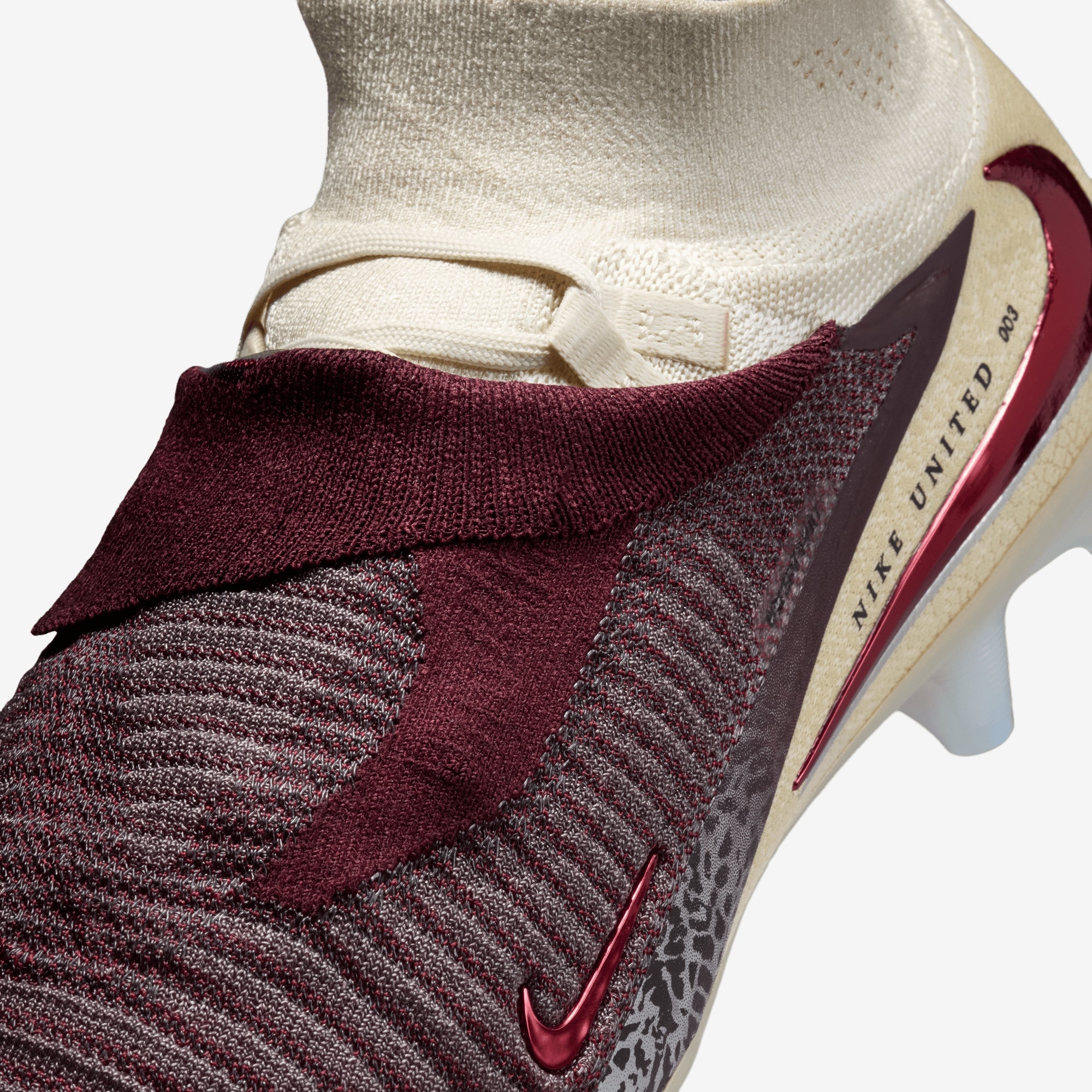 Nike United Phantom 6 High Elite Firm-Ground Soccer Cleats - Burgundy Crush/University Red-Fossil