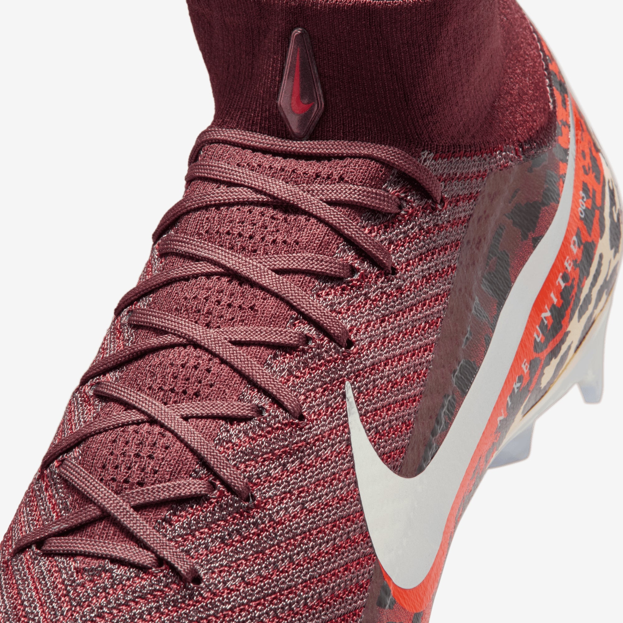Nike United Superfly 10 Elite Firm-Ground High-Top Soccer Cleats - Burgundy Crush/Metallic Silver
