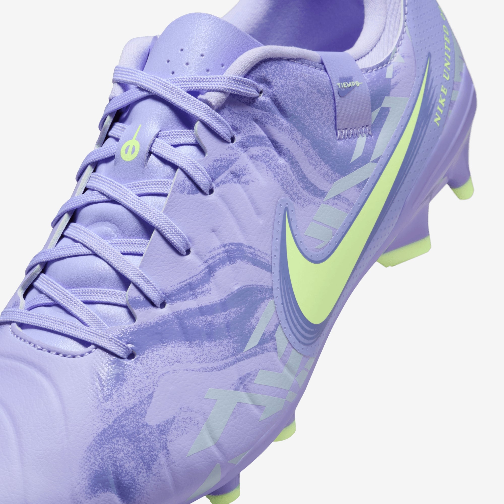 Nike United Tiempo Legend 10 Academy MG Low-Top Soccer Cleats - Purple Agate/Barely Volt