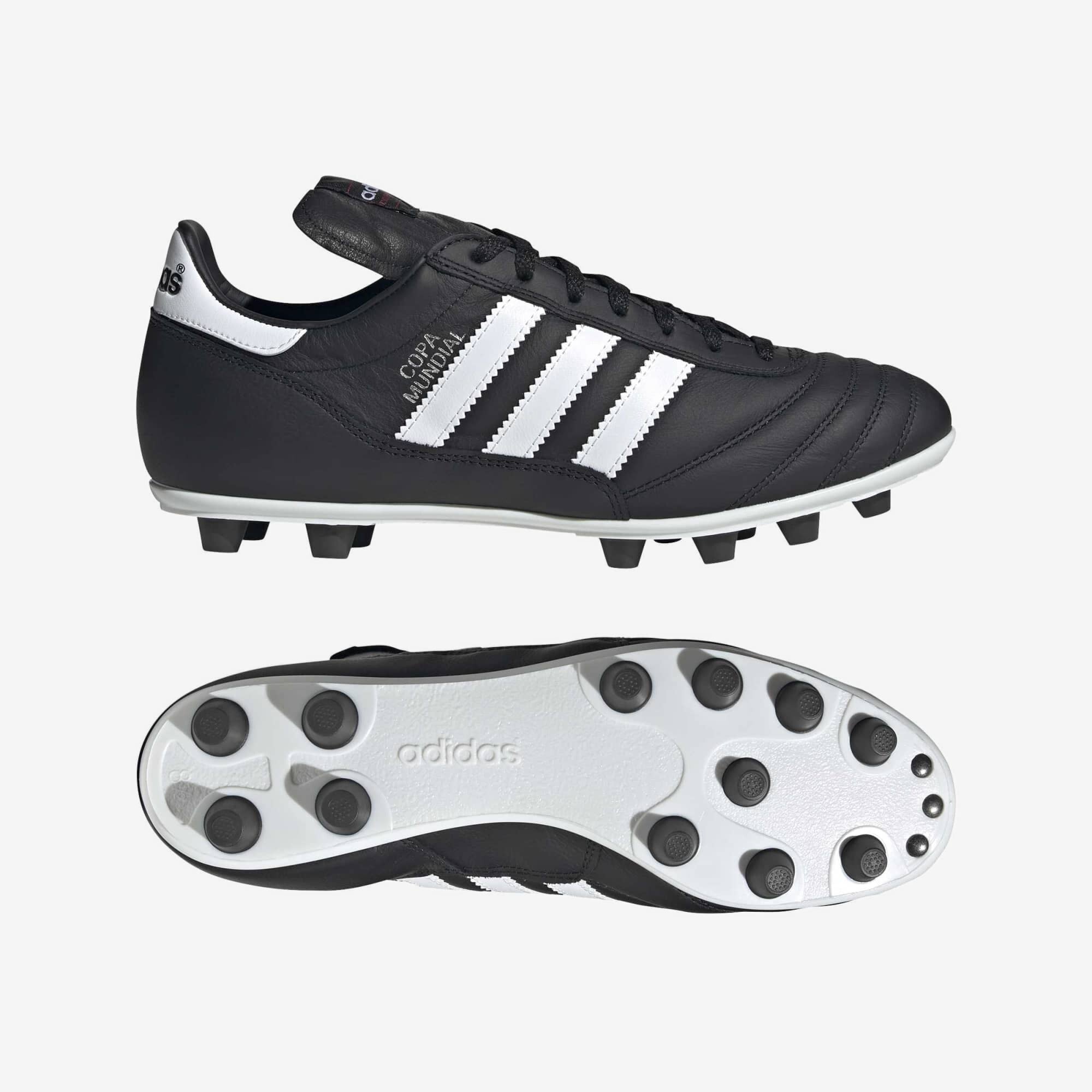 adidas Copa Mundial Firm-Ground Low-Top Soccer Cleats - Core Black / Cloud White / Silver Metallic