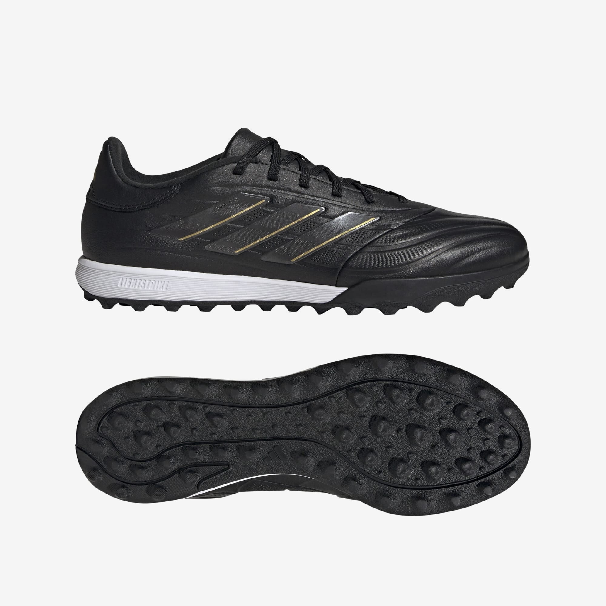 adidas Copa Pure 2 League Turf Low-Top Soccer Shoes - Core Black / Carbon / Gold Metallic