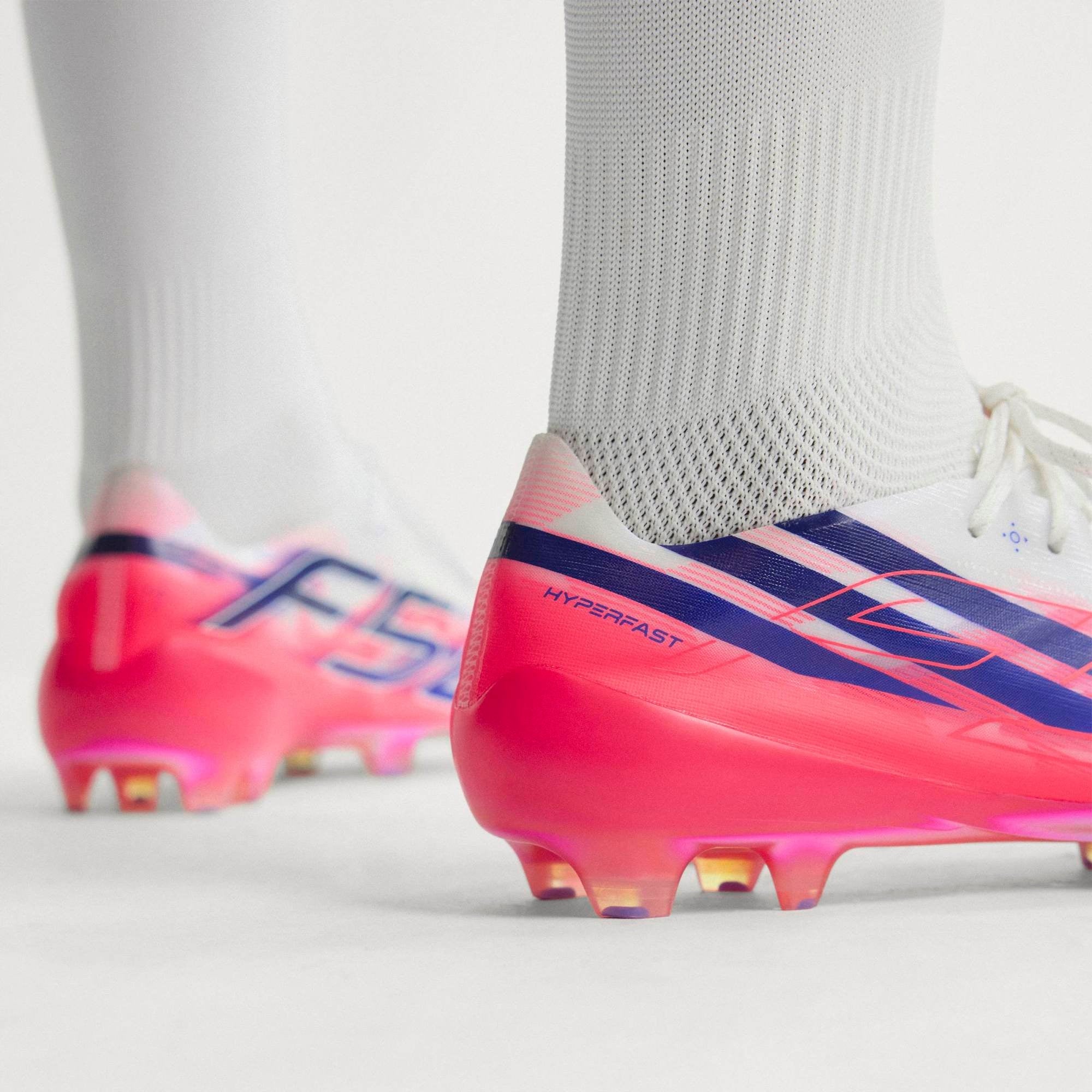 adidas F50 Hyperfast EVO Firm-Ground Low-Top Soccer Cleats - Cloud White / Solar Purple / Solar Turbo