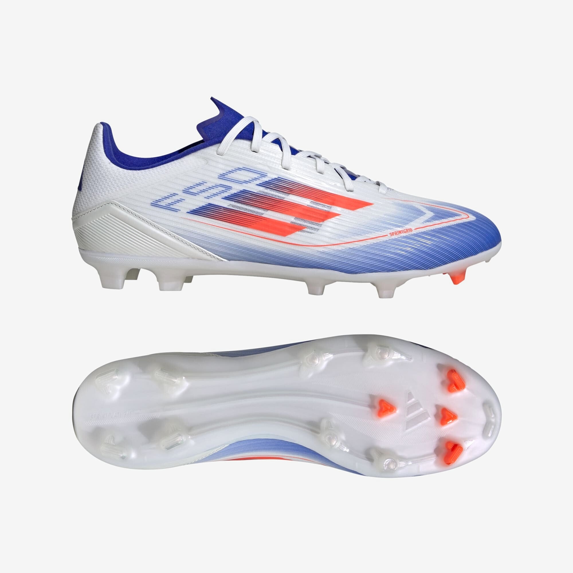 adidas F50 League Firm/Multi-Ground Soccer Cleats - Cloud White / Solar Red / Lucid Blue