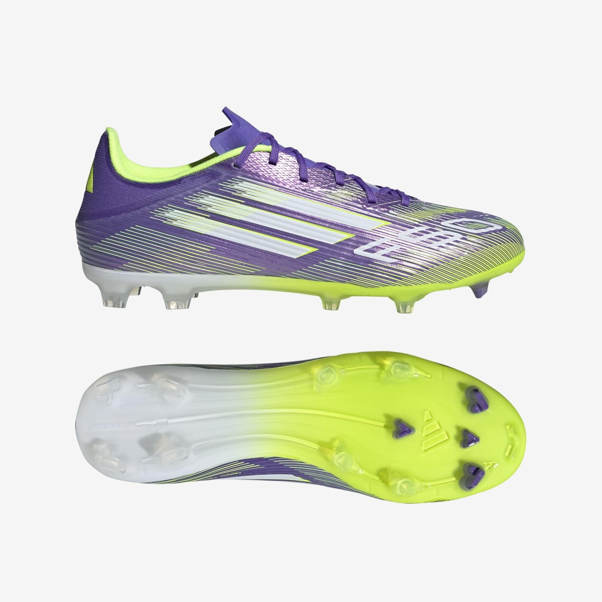 adidas F50 League Firm/Multi-Ground Low-Top Soccer Cleats - Purple Rush / Cloud White / Lucid Lemon