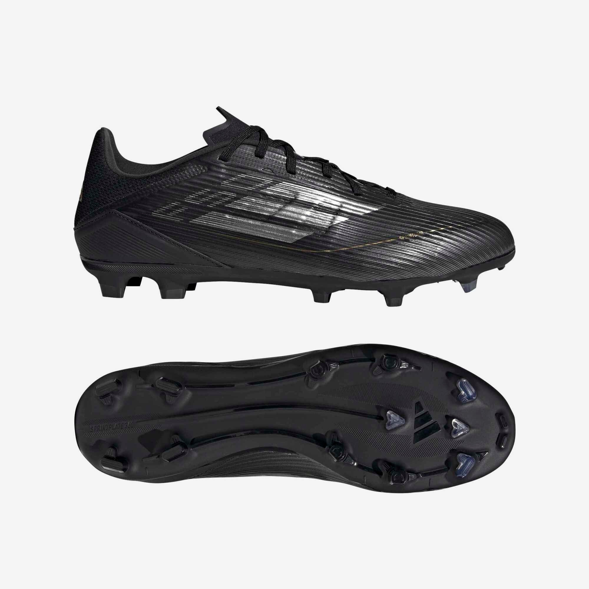adidas F50 League Firm/Multi-Ground Low-Top Soccer Cleats - Core Black / Iron Metallic / Gold Metallic