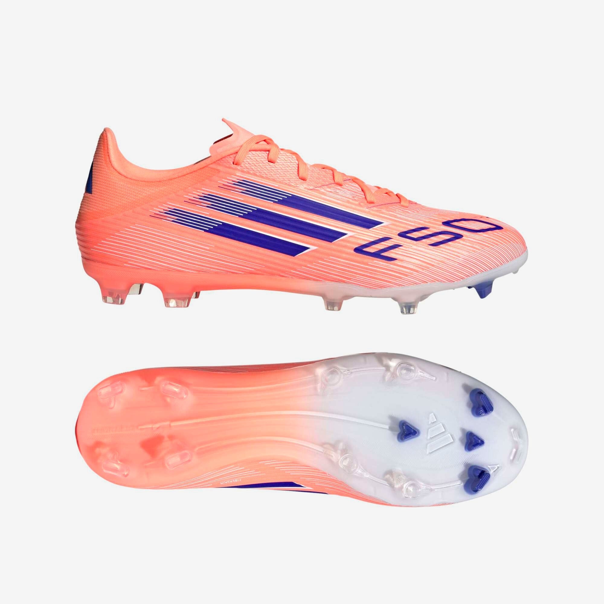 adidas F50 League Firm/Multi-Ground Low-Top Soccer Cleats - Beam Orange / Lucid Blue / Cloud White