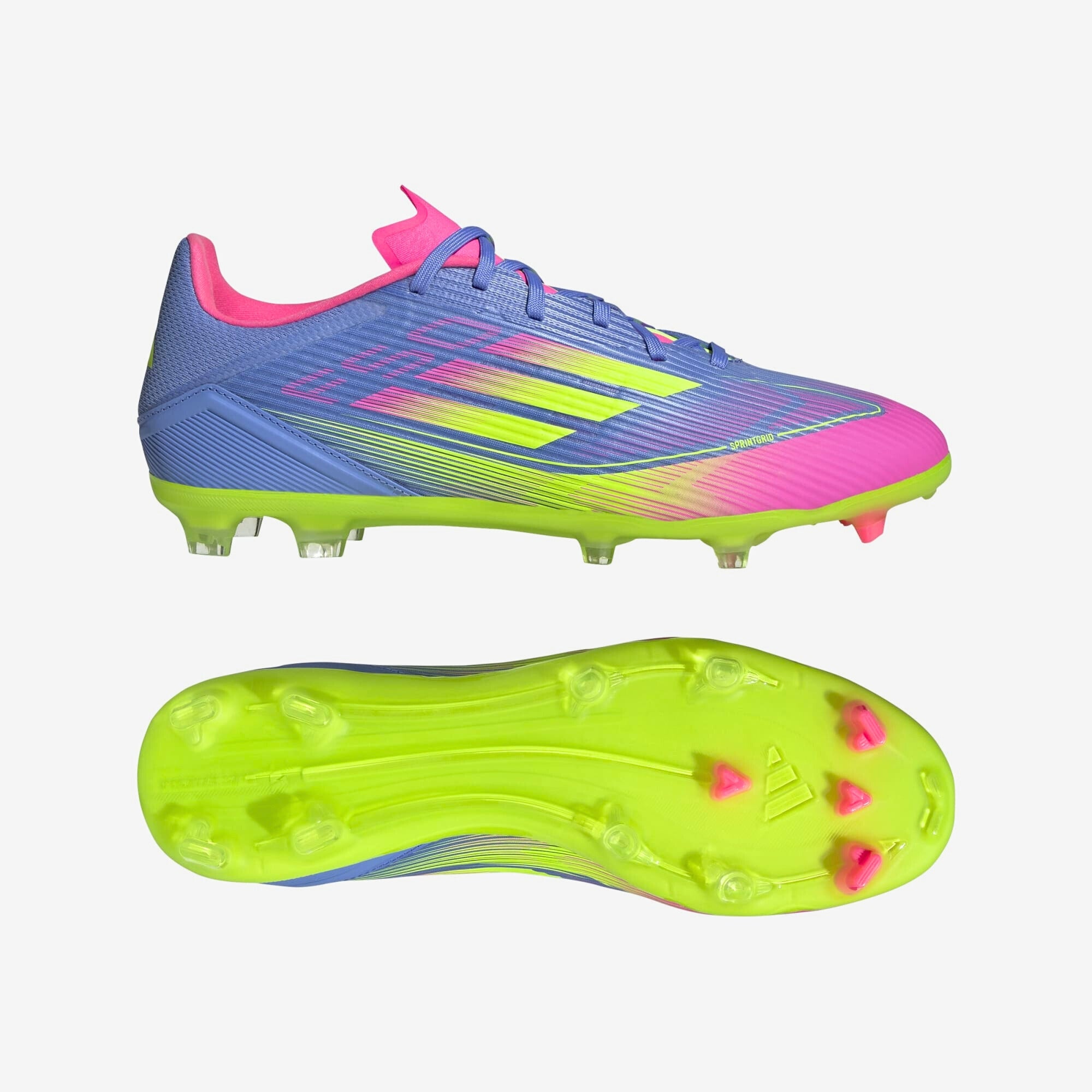 adidas F50 League FG/MG Low-Top Soccer Cleats - Blue Fusion / Lucid Lemon / Lucid Pink