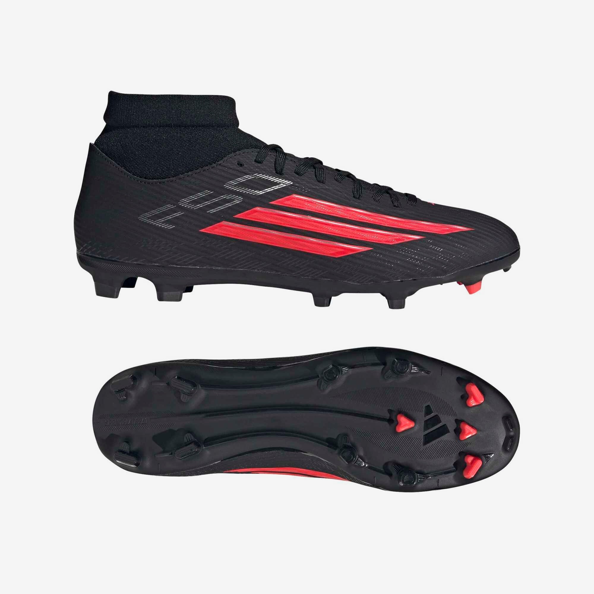 adidas F50 League Mid Cut Firm/Multi-Ground Soccer Cleats - Core Black / Lucid Red / Core Black