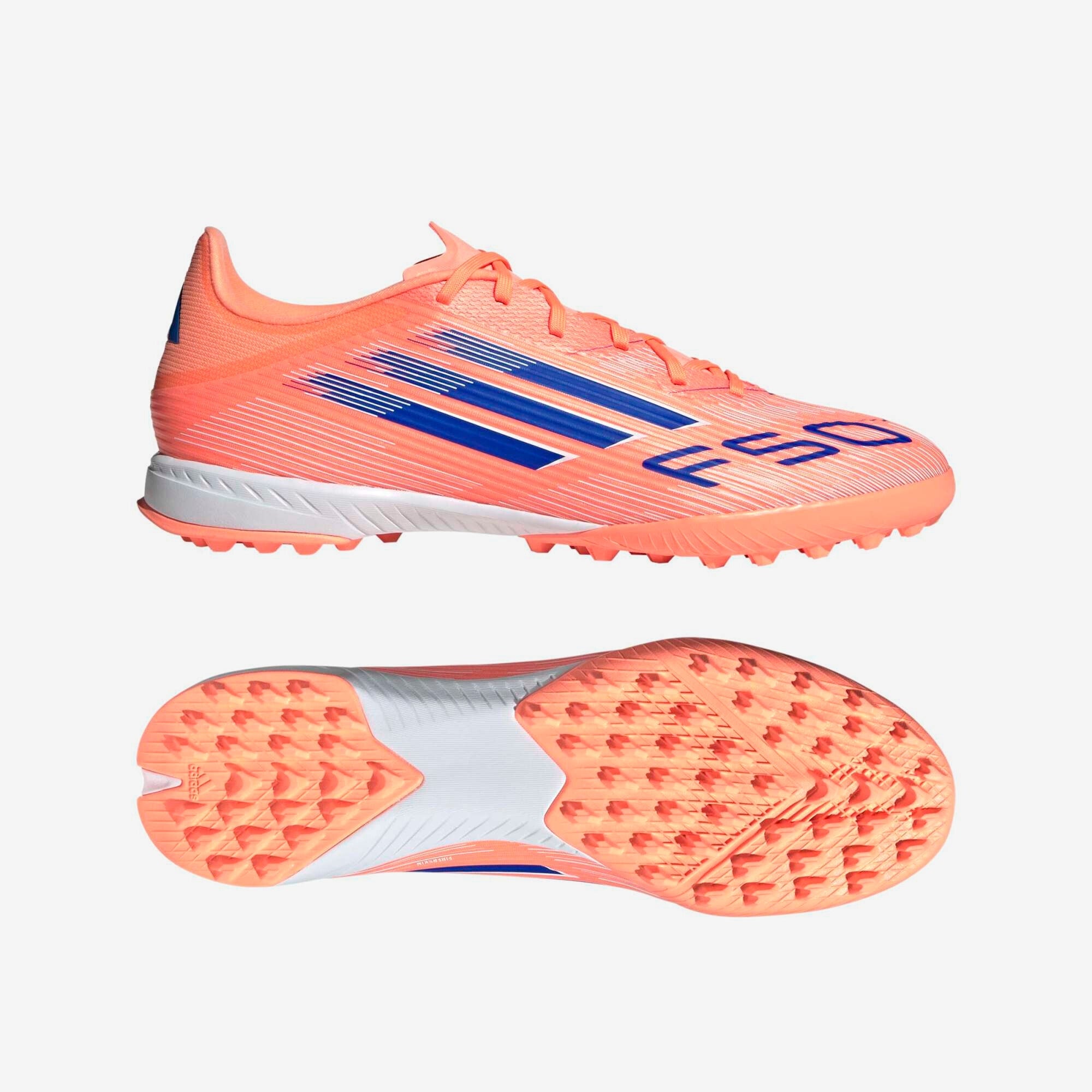 adidas F50 League Turf Low-Top Soccer Shoes - Beam Orange / Lucid Blue / Cloud White