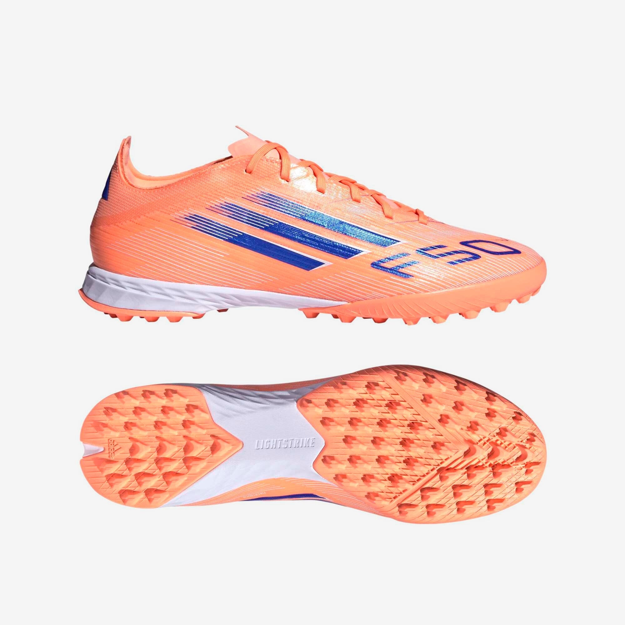 adidas F50 Pro Turf Low-Top Soccer Shoes - Beam Orange / Lucid Blue / Cloud White