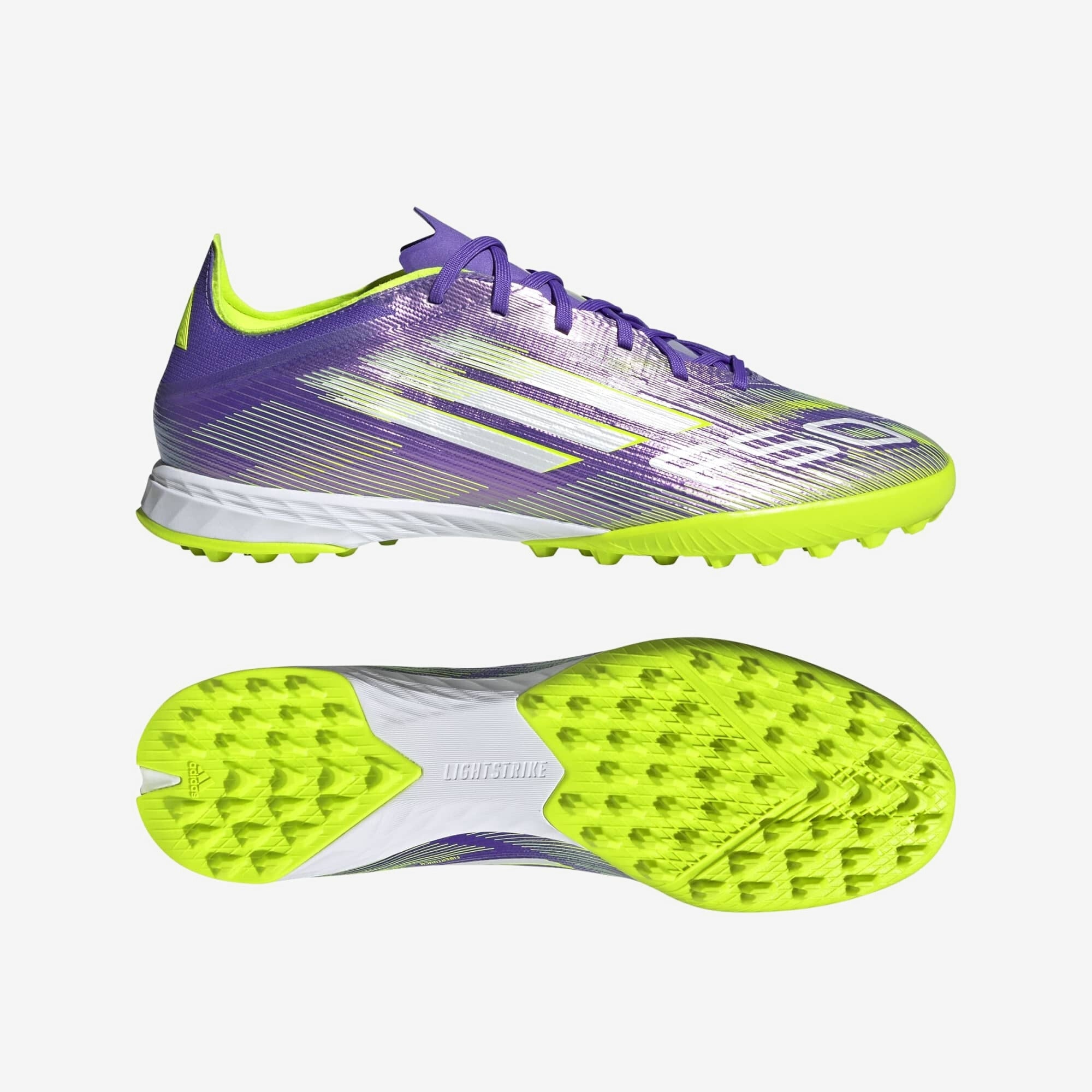adidas F50 Pro Turf Low-Top Soccer Shoes - Purple Rush / Cloud White / Lucid Lemon