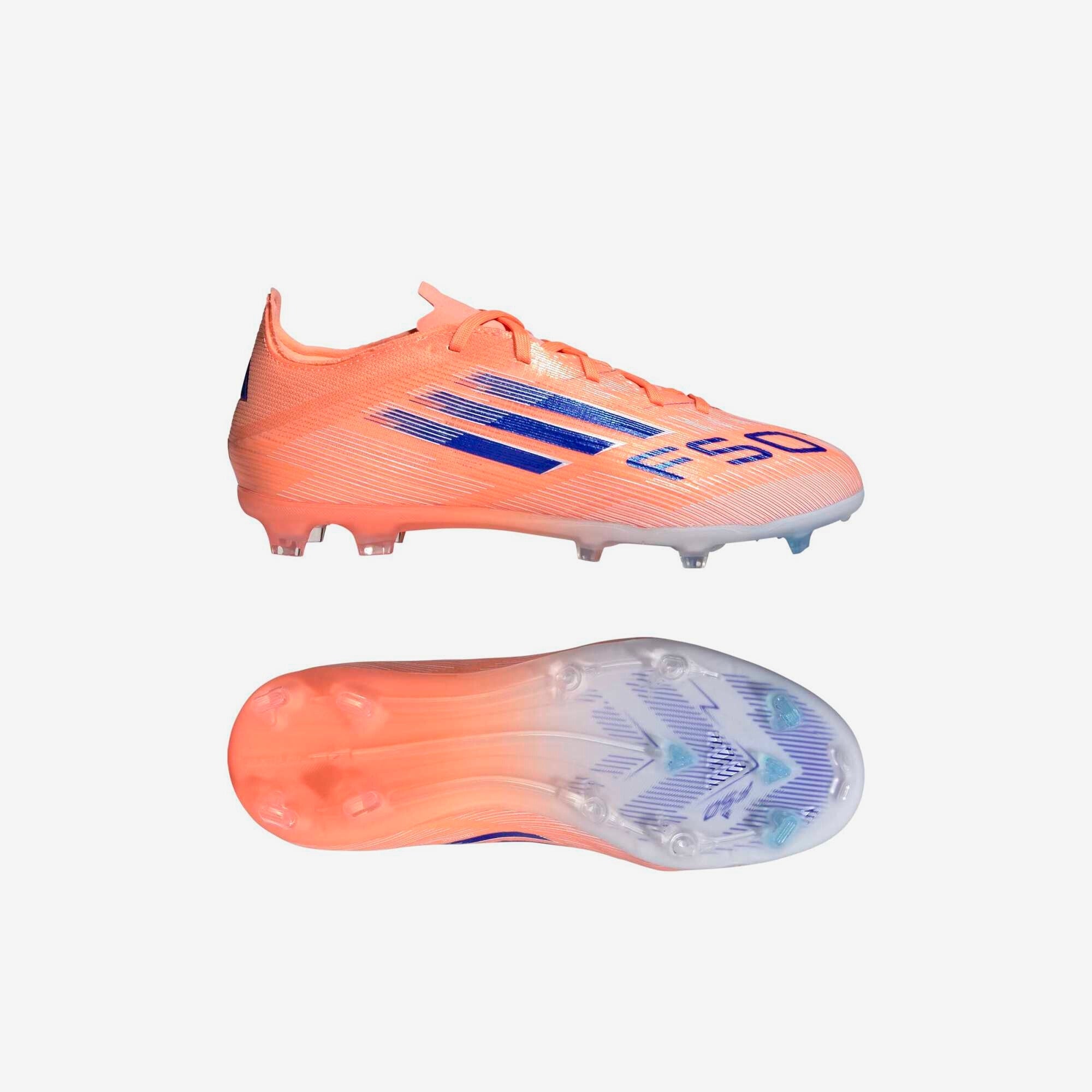 adidas Jr. F50 Elite Big Kids' Firm-Ground Low-Top Soccer Cleats - Beam Orange / Lucid Blue / Cloud White