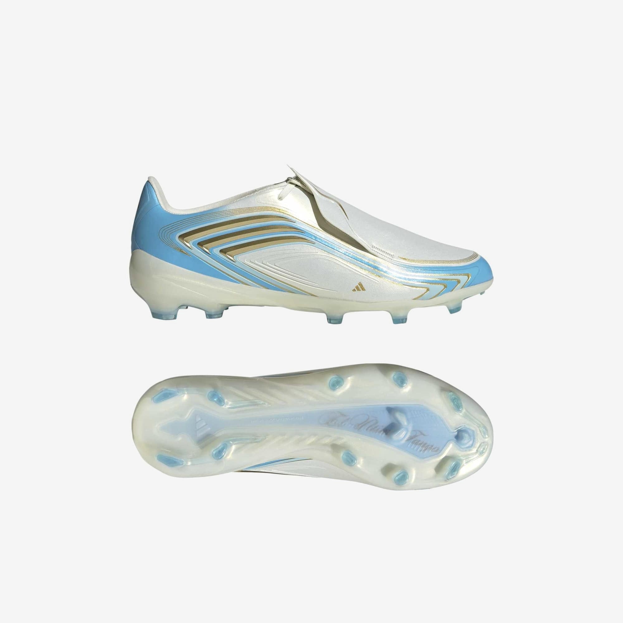 adidas Jr. F50 Messi Elite Big Kids' Firm-Ground Low-Top Soccer Cleats - Ivory / Semi Blue Burst / Icey Blue