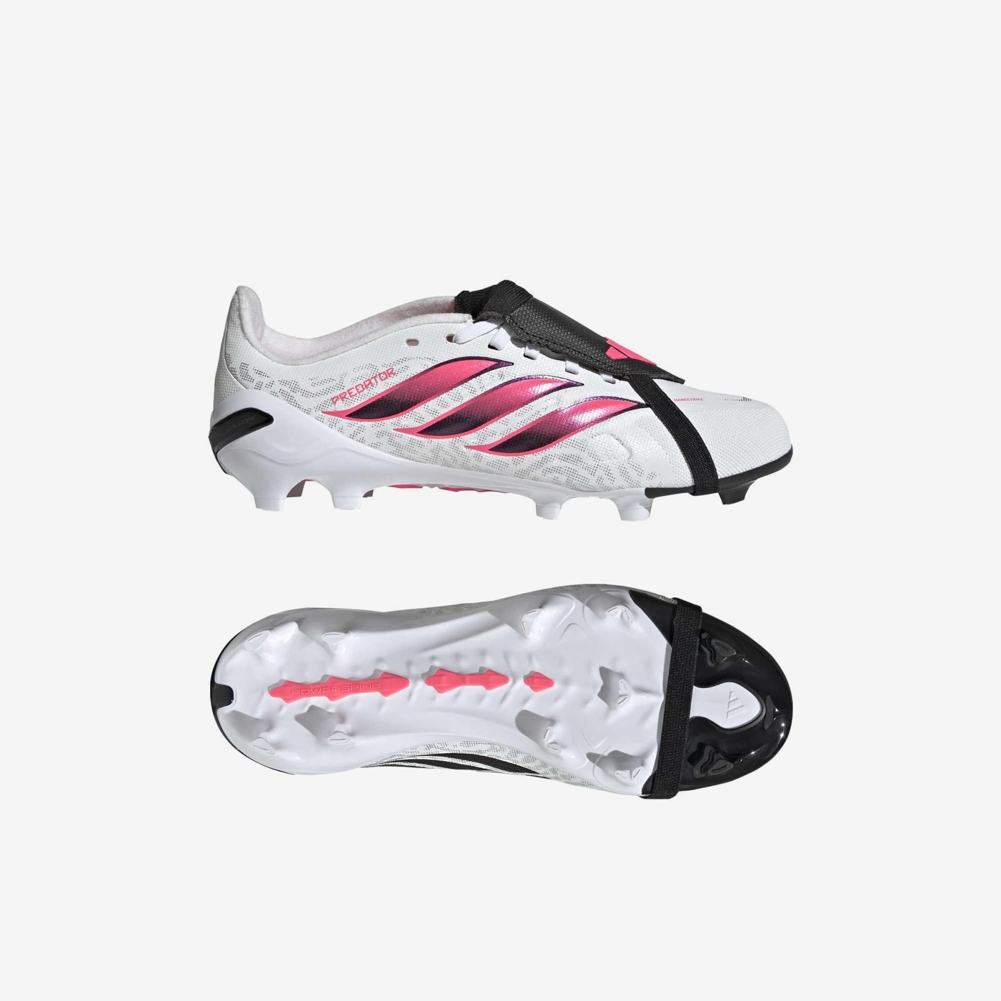 adidas Jr. Predator League Fold-Over Tongue Big Kids' Firm-Ground Low-Top Soccer Cleats - Cloud White / Solar Turbo / Core Black