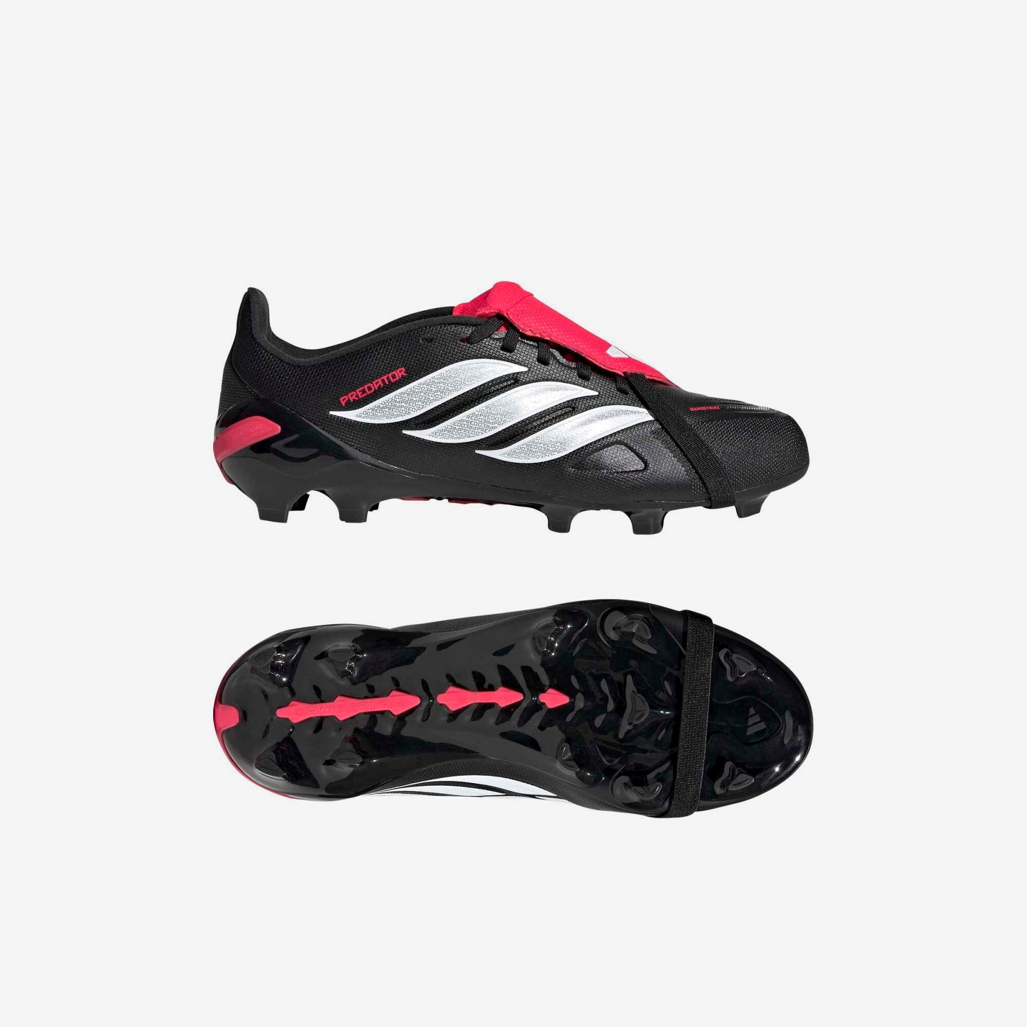 adidas Jr. Predator League Fold-Over Tongue Big Kids' Firm-Ground Low-Top Soccer Cleats - Core Black / Cloud White / Lucid Red