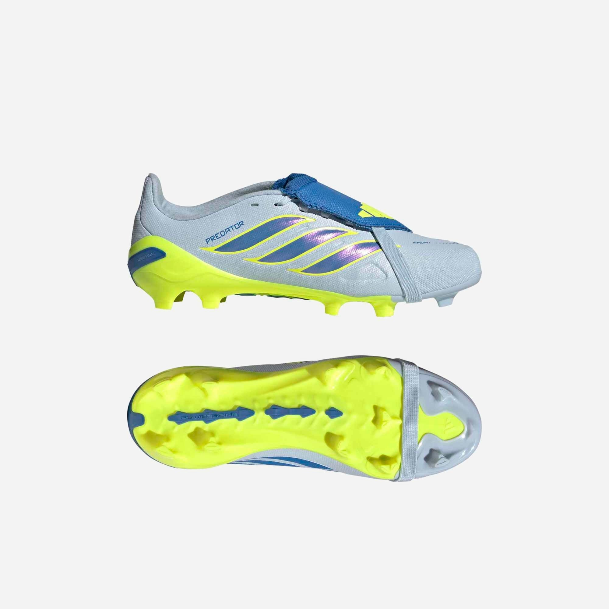 adidas Jr. Predator League Fold-Over Tongue Big Kids' Firm-Ground Low-Top Soccer Cleats - Crystal Sky / Ray Blue / Team Solar Yellow 2