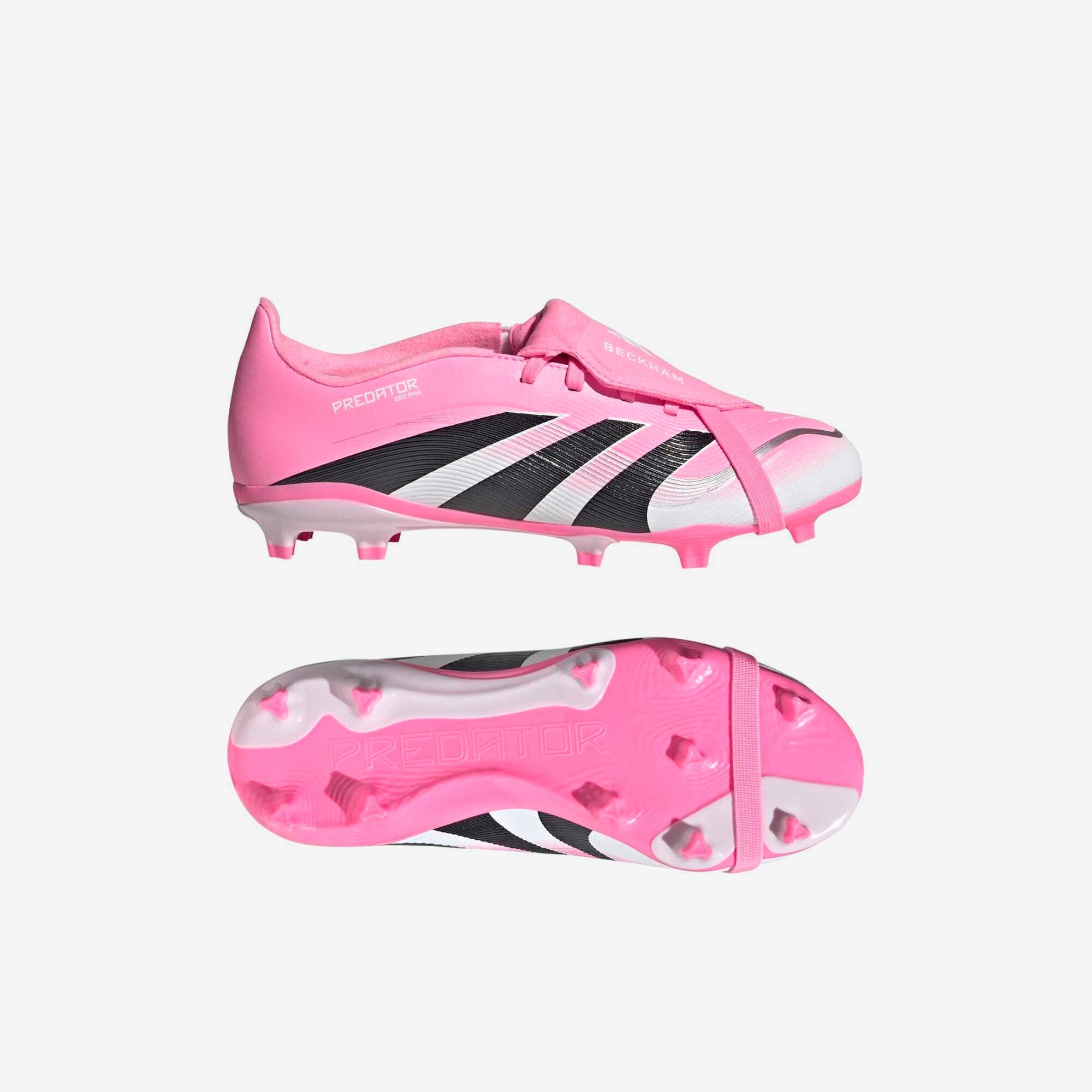 adidas Jr. Predator League Fold-Over Tongue Big Kids' Firm/Multi-Ground Low-Top Soccer Cleats - Beam Pink / Core Black / Cloud White