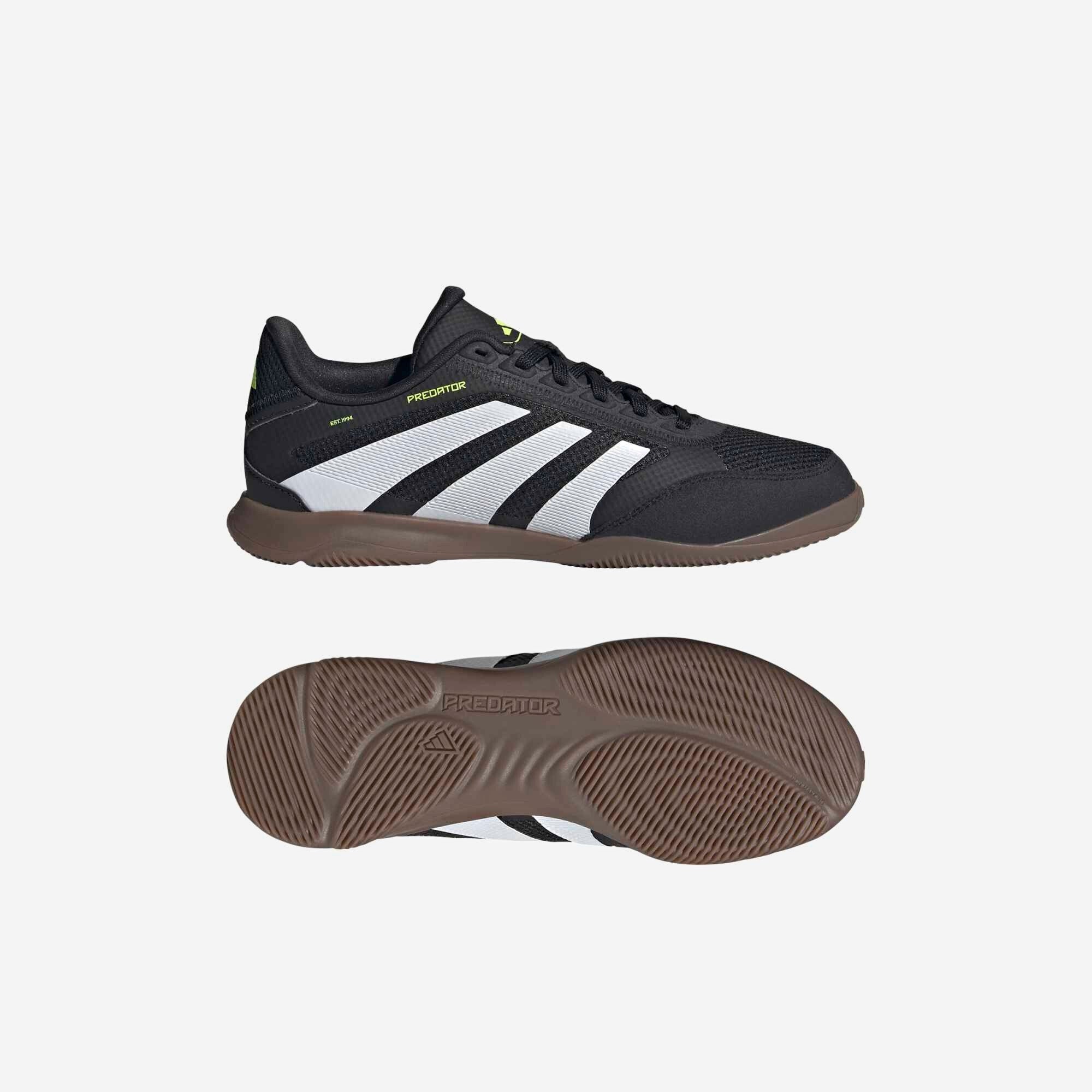 adidas Jr. Predator League Big Kids' Indoor/Court Low-Top Soccer Shoes - Core Black / Cloud White / Lucid Lemon