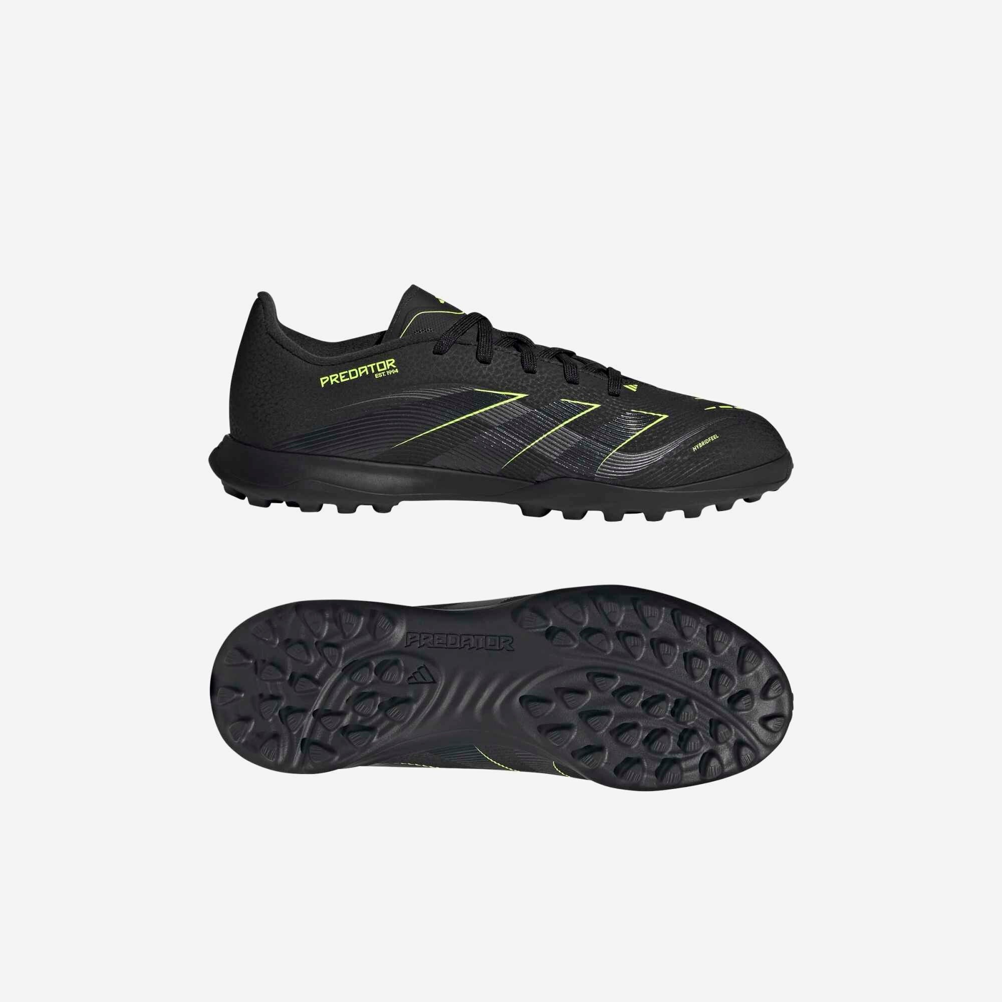adidas Jr. Predator League Kids' Turf Low-Top Soccer Shoes - Core Black / Carbon / Lucid Lemon