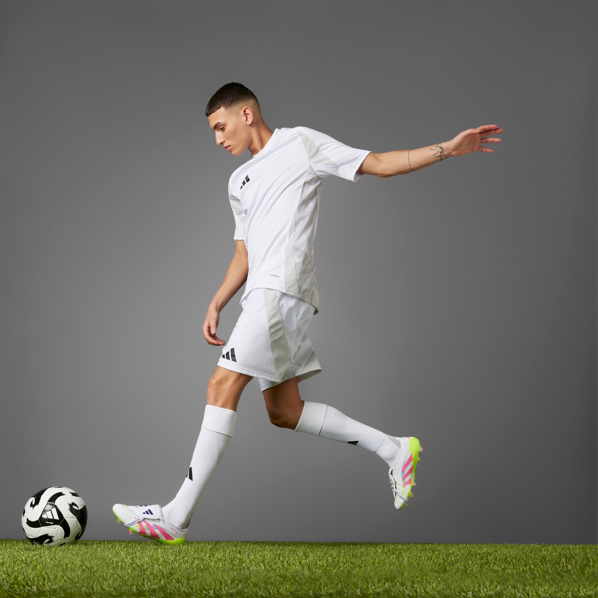 adidas Predator Elite Fold-Over Tongue FG Low-Top Soccer Cleats - Cloud White / Lucid Pink / Lucid Lemon