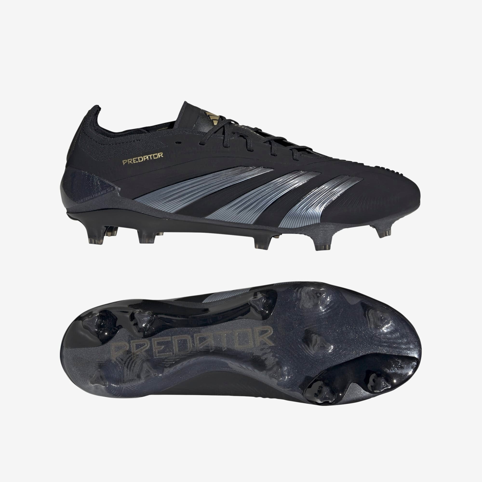 adidas Predator Elite FG Low-Top Soccer Cleats - Core Black / Carbon / Gold Metallic
