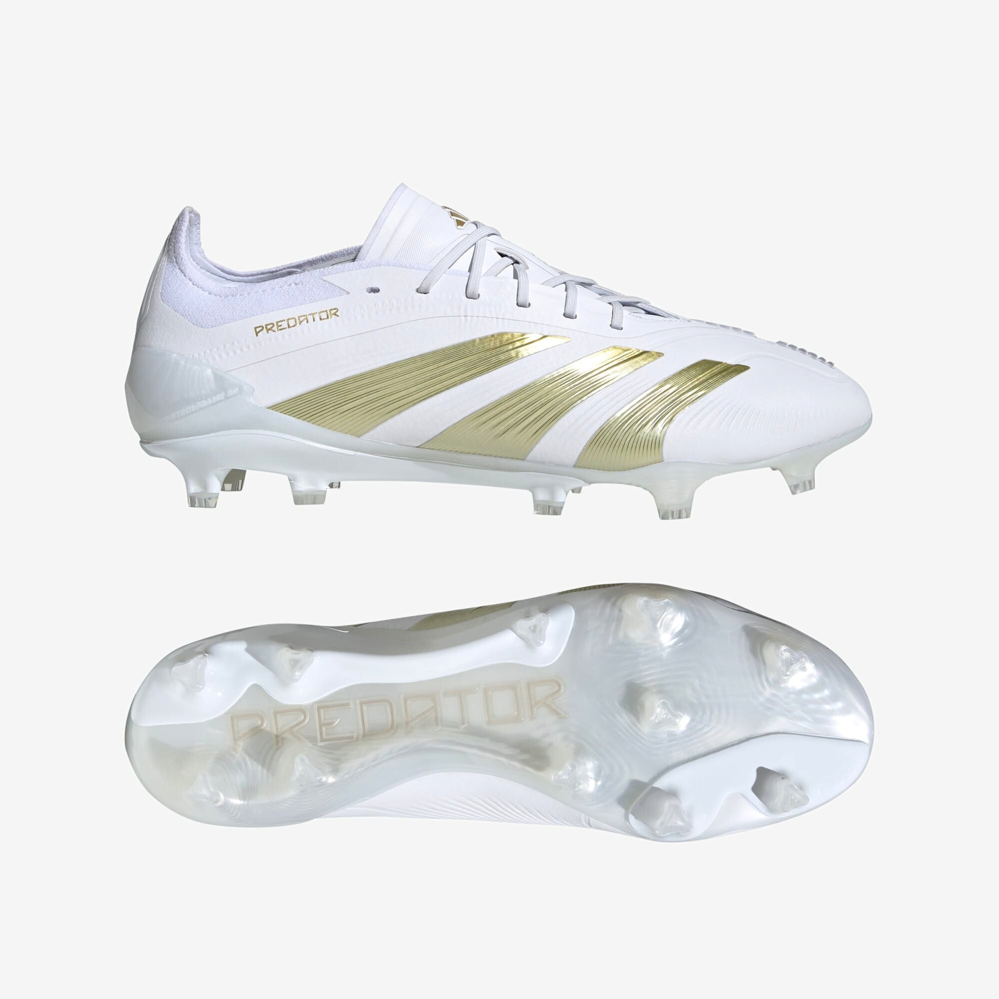 adidas Predator Elite FG Low-Top Soccer Cleats - Cloud White / Gold Metallic / Cloud White