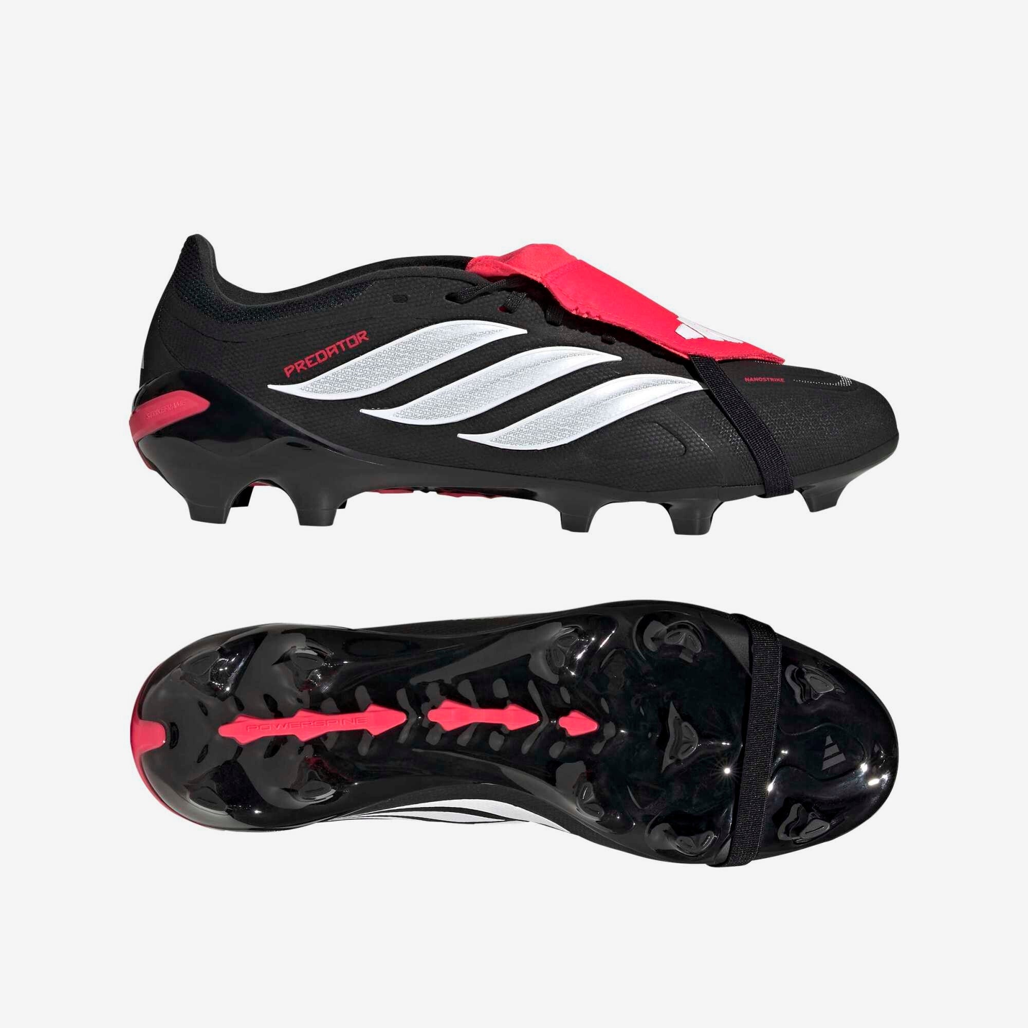 adidas Predator League Fold-Over Tongue Firm-Ground Low-Top Soccer Cleats - Core Black / Cloud White / Lucid Red