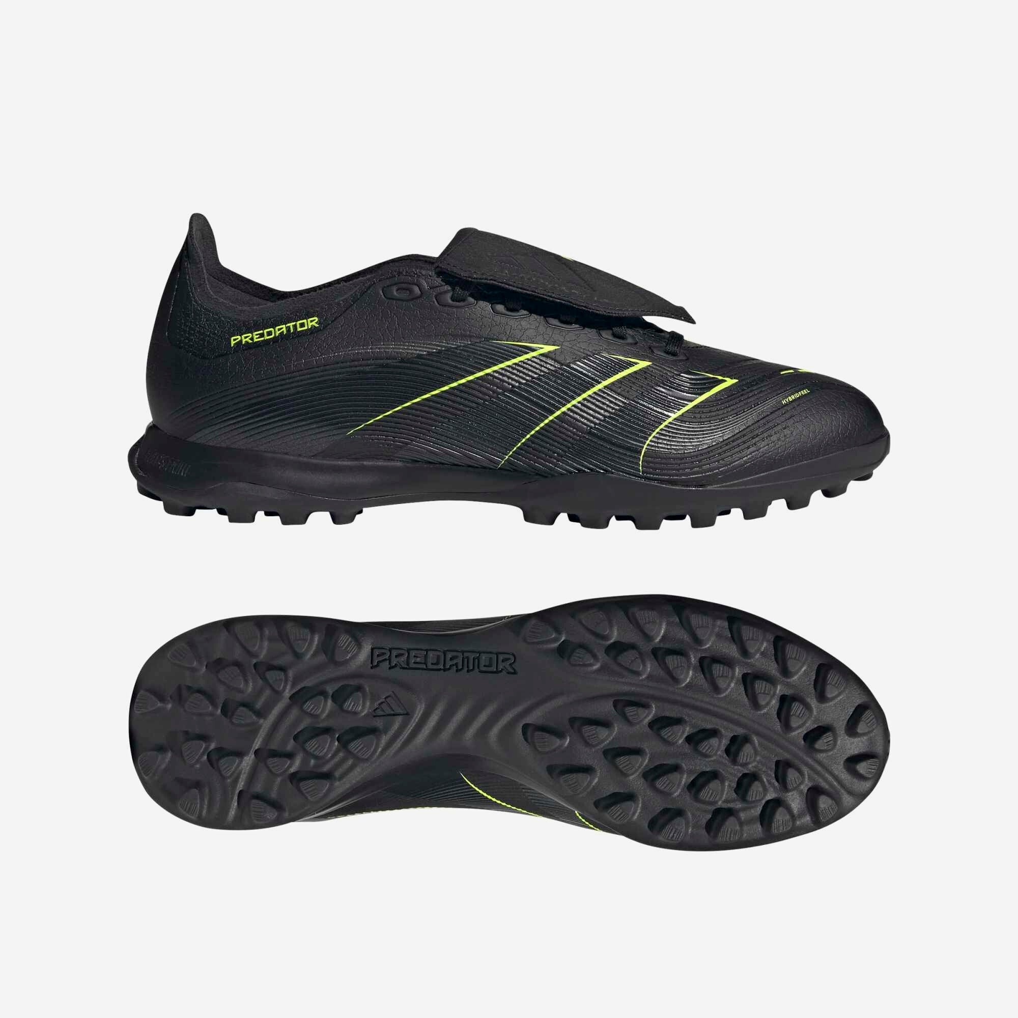 adidas Predator League Fold-Over Tongue Turf Low-Top Soccer Shoes - Core Black / Carbon / Lucid Lemon
