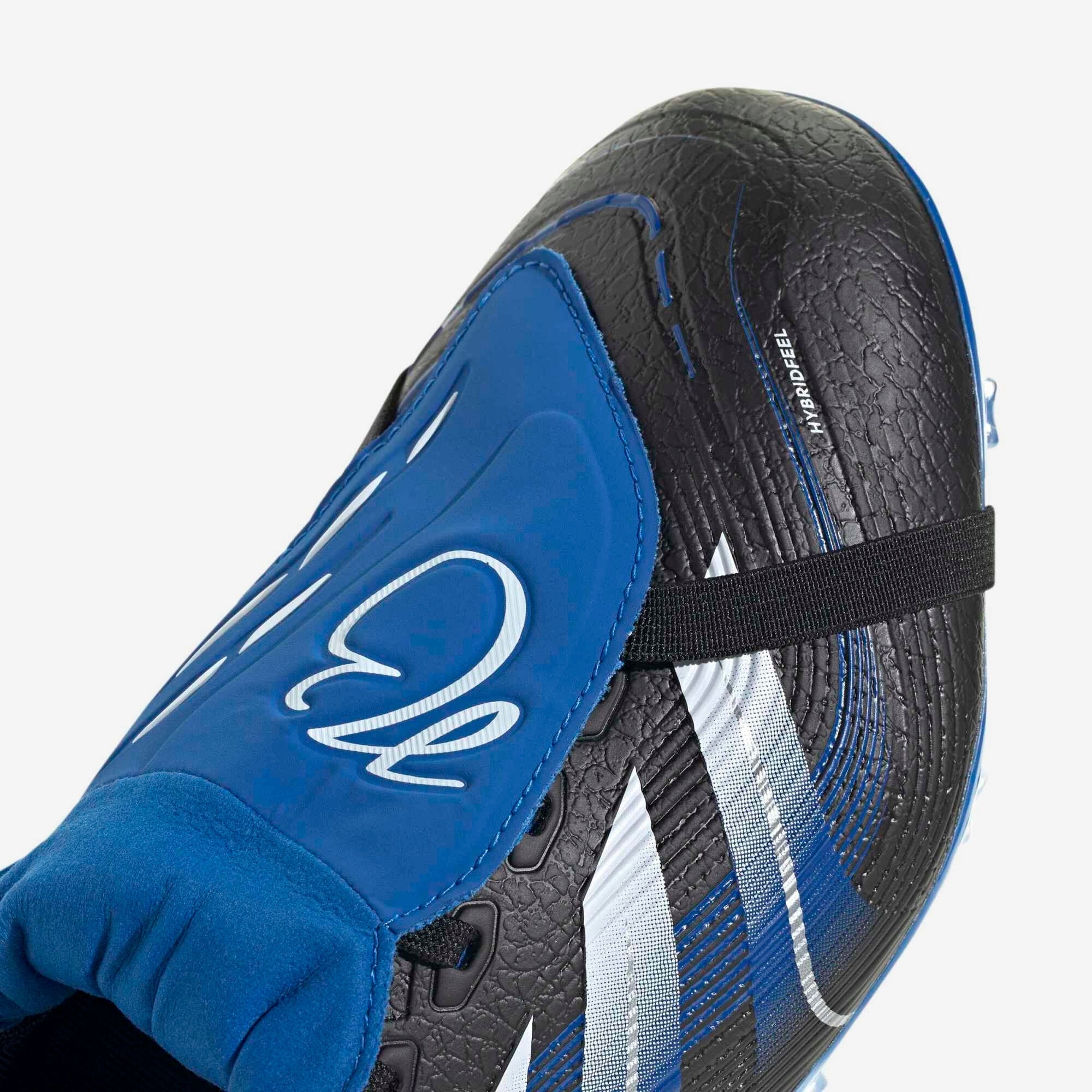adidas Predator League JB Fold-Over Tongue Firm-Ground Low-Top Soccer Cleats - Core Black / Cloud White / Glow Blue