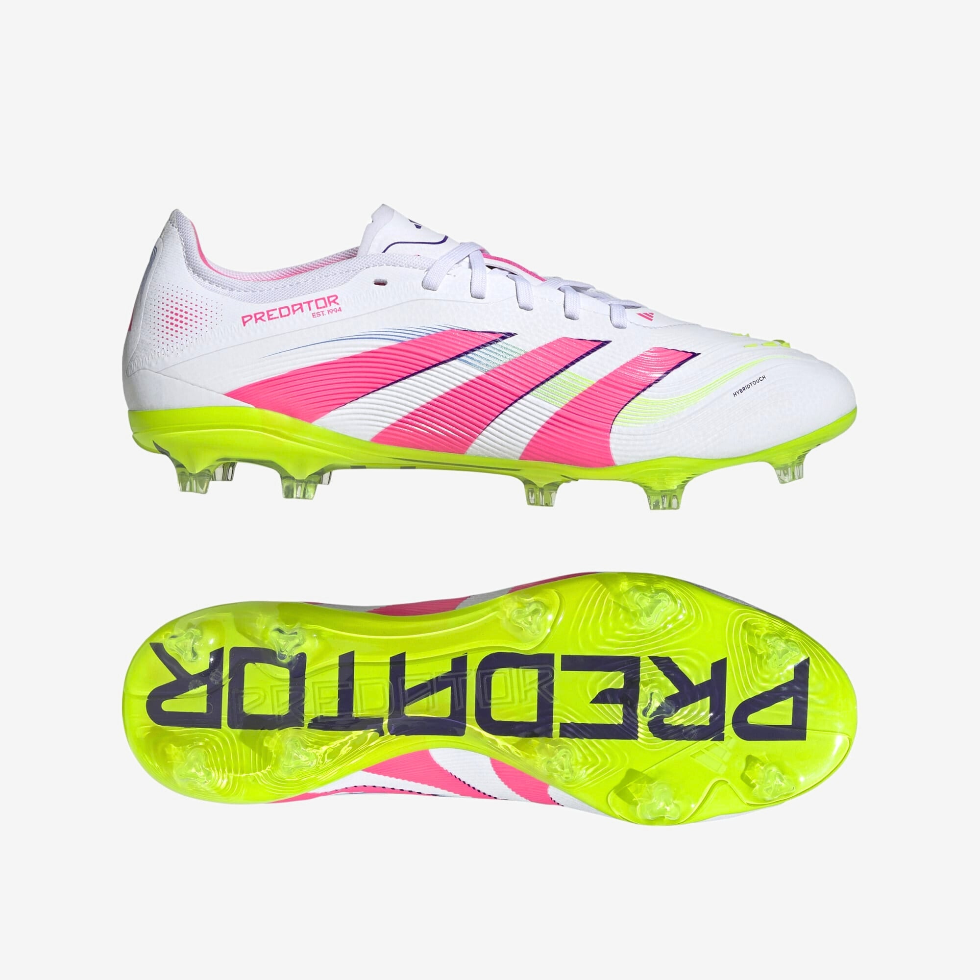 adidas Predator Pro FG Low-Top Soccer Cleats - Cloud White / Lucid Pink / Lucid Lemon