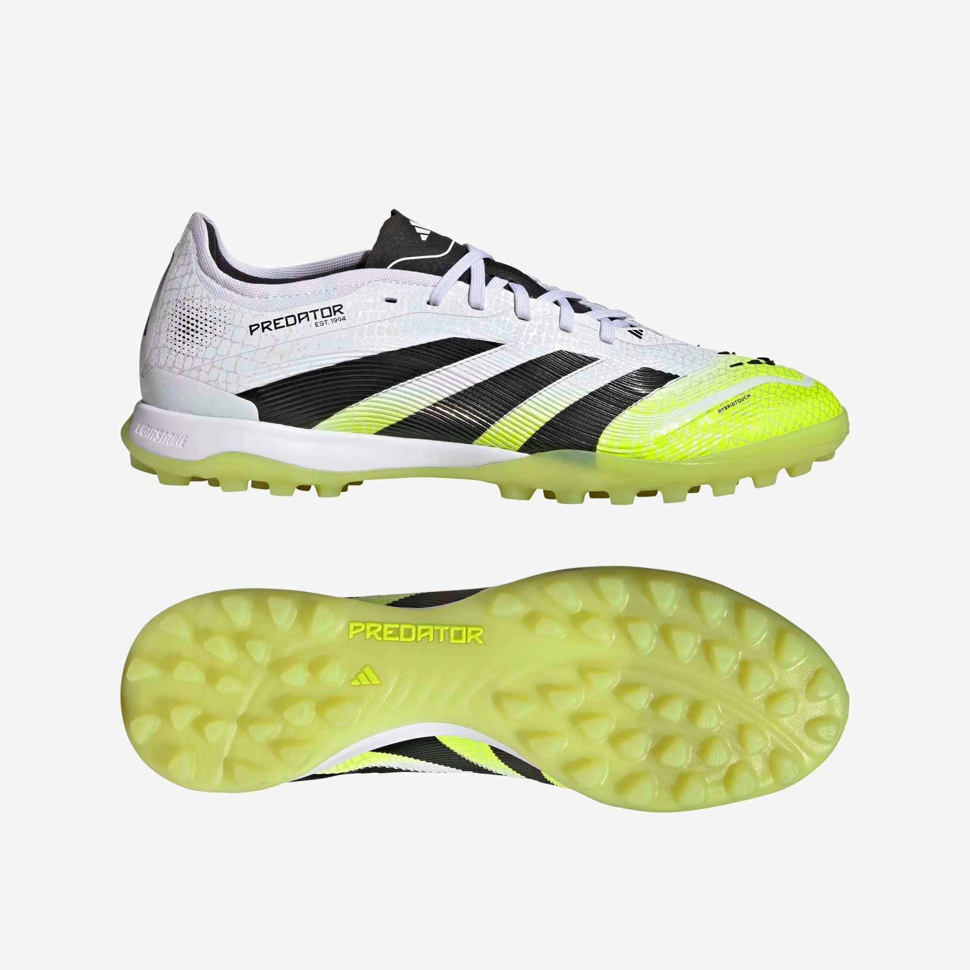 adidas Predator Pro Turf Low-Top Soccer Shoes - Cloud White / Core Black / Lucid Lemon