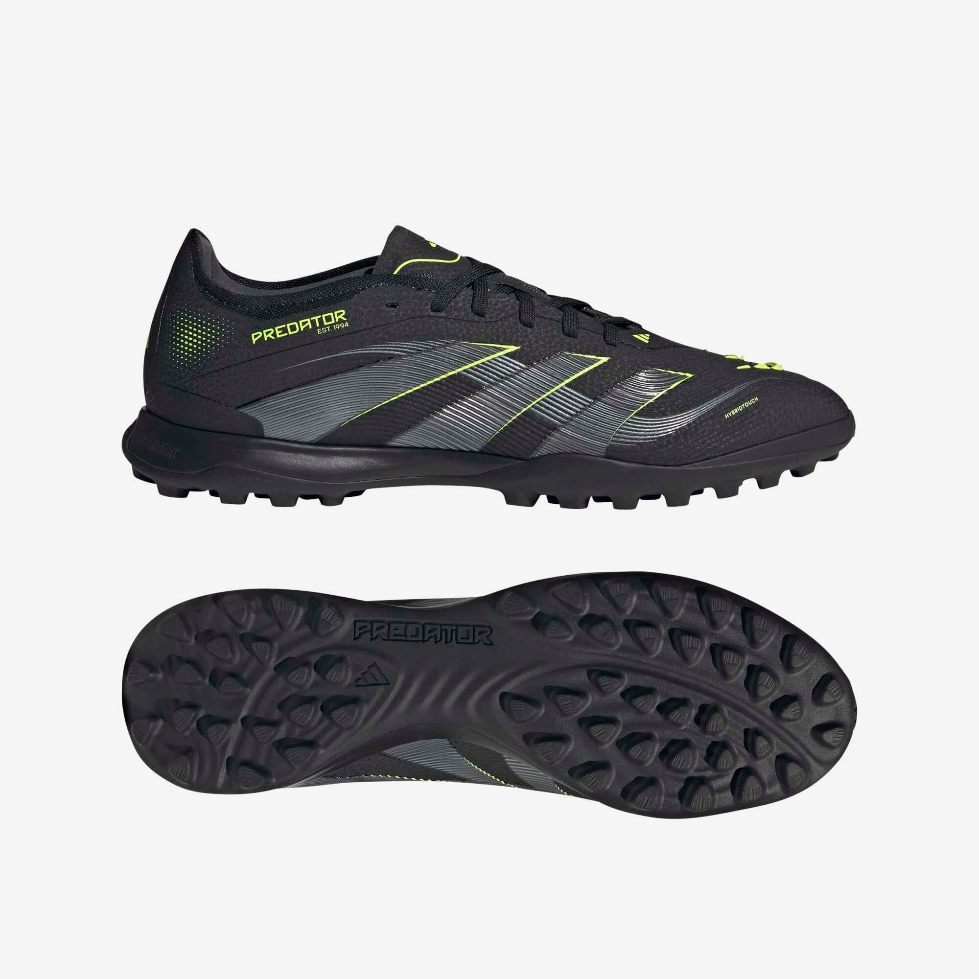 adidas Predator Pro Turf Low-Top Soccer Shoes - Core Black / Carbon / Lucid Lemon