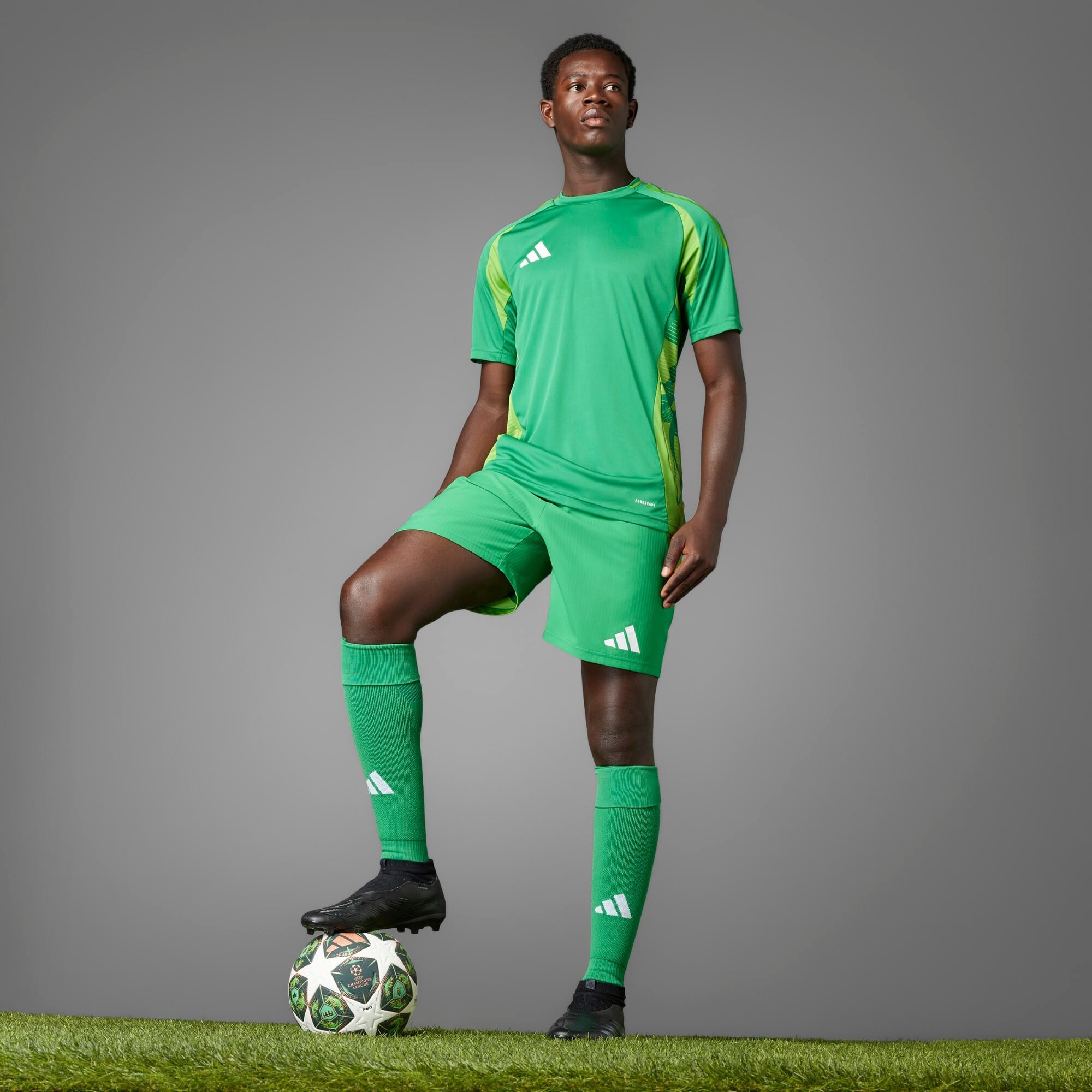 adidas UEFA Champions League Pro 24/25 Knockout Phase Soccer Ball - White / Shadow Green / Solar Slime