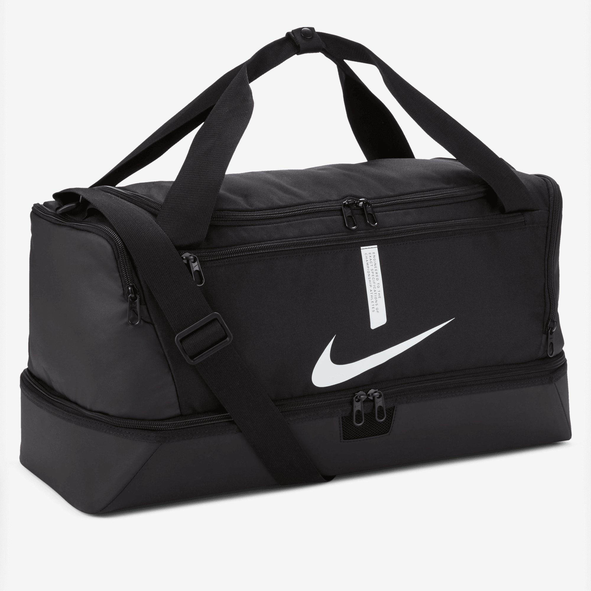 Nike Academy Team Soccer Hardcase Duffel Bag (Medium, 37L) - Black/Black/White