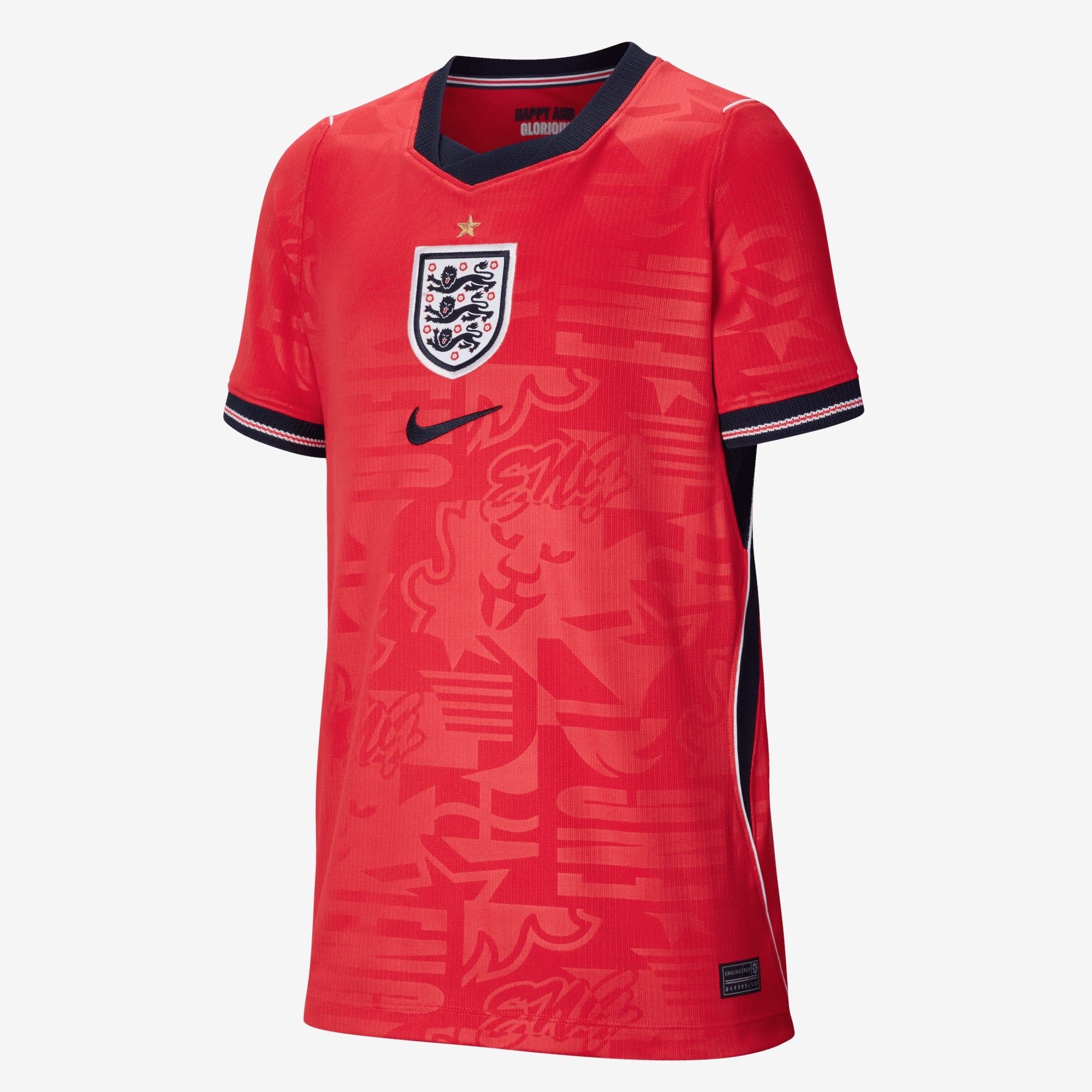 Nike England 2026 Stadium Away Big Kids' Dri-FIT Soccer Replica Jersey - Speed Red/Obsidian/White/Obsidian