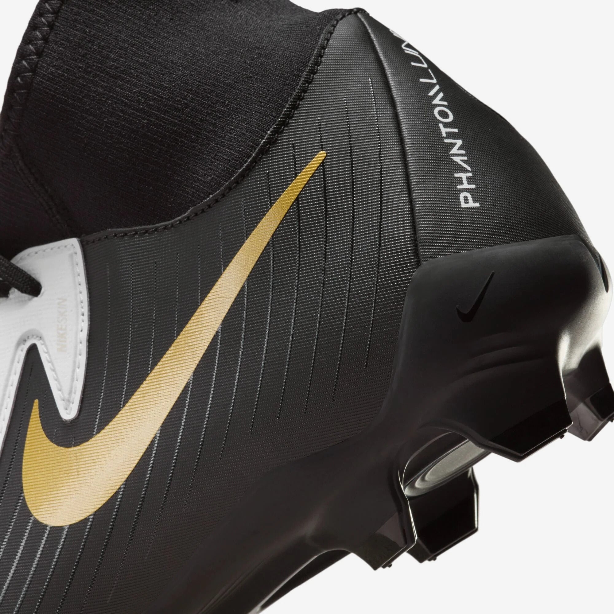 Nike Phantom Luna 2 Academy MG High-Top Soccer Cleats - White/Black/Metallic Gold Coin