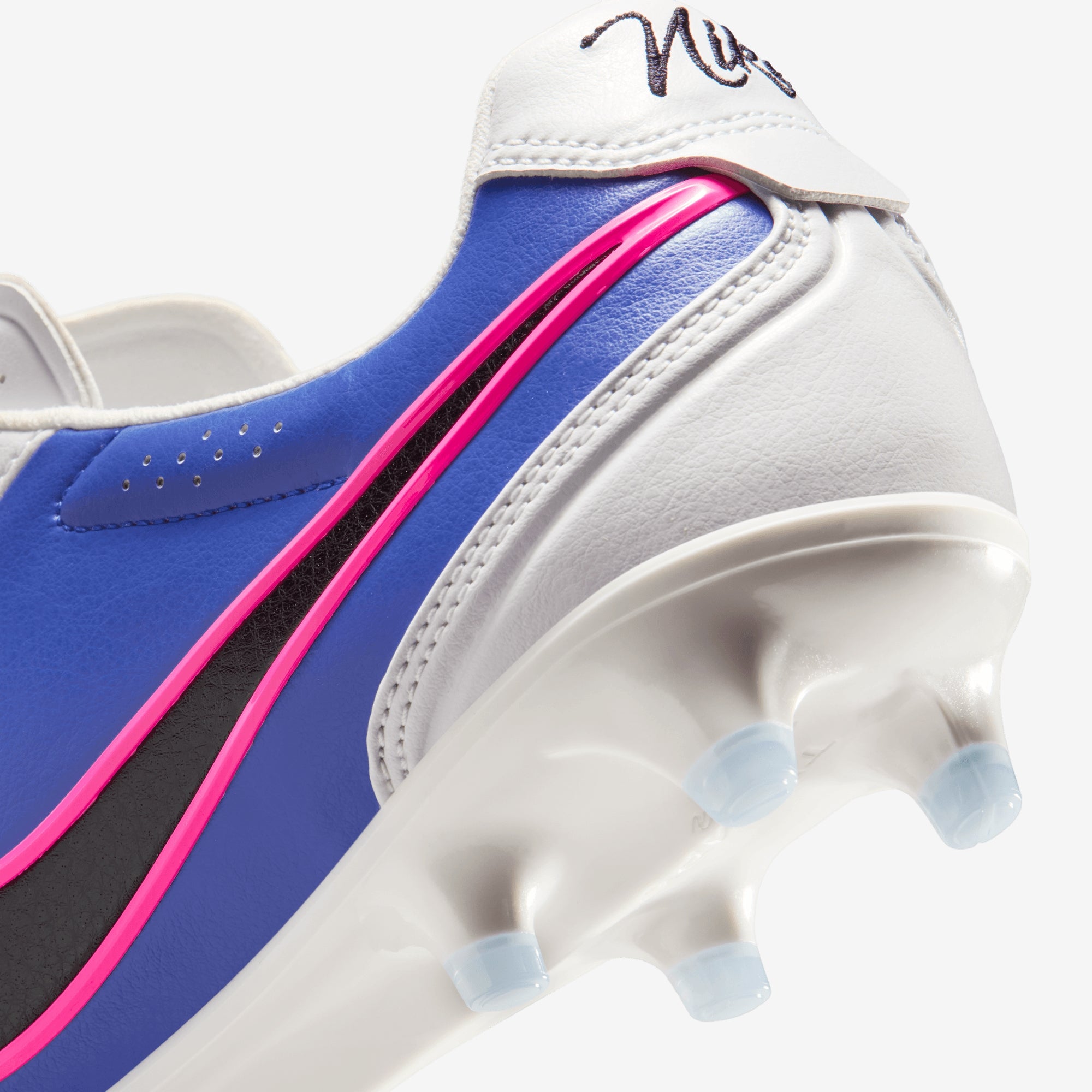 Nike Tiempo Ligera Pro Firm-Ground Low-Top Soccer Cleats - White/Black-Racer Blue-Pink Blast