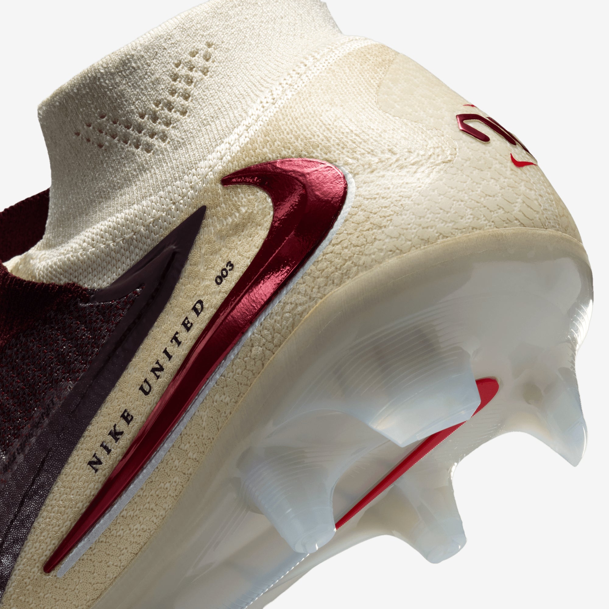 Nike United Phantom 6 High Elite Firm-Ground Soccer Cleats - Burgundy Crush/University Red-Fossil