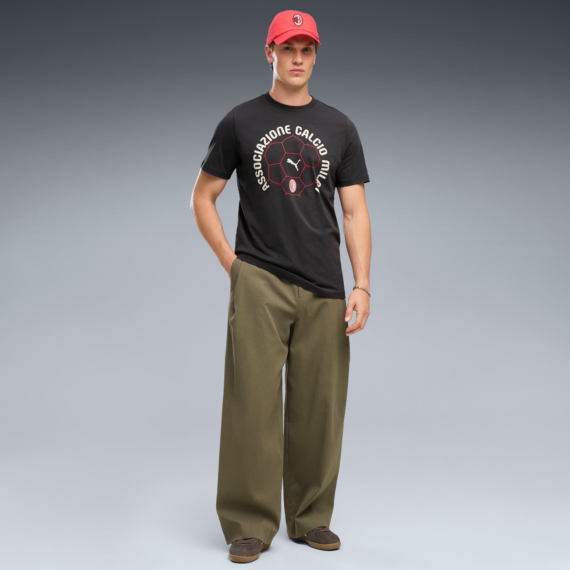 PUMA AC Milan ftblCulture Men's Soccer Tee - Flat Dark Gray