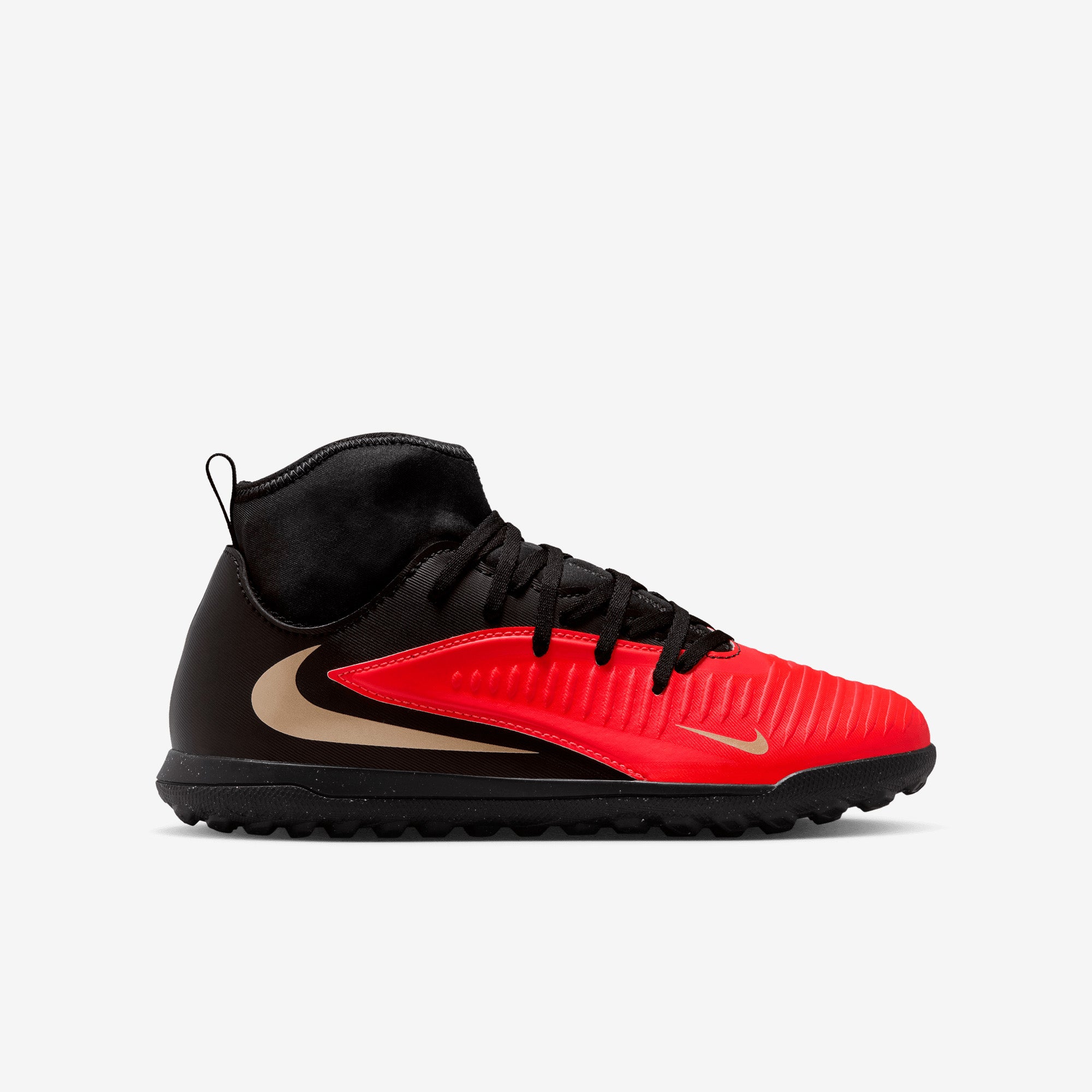 Nike Jr. Phantom 6 High Club Big Kids' Turf Soccer Shoes - Bright Crimson/Black-Bright Crimson