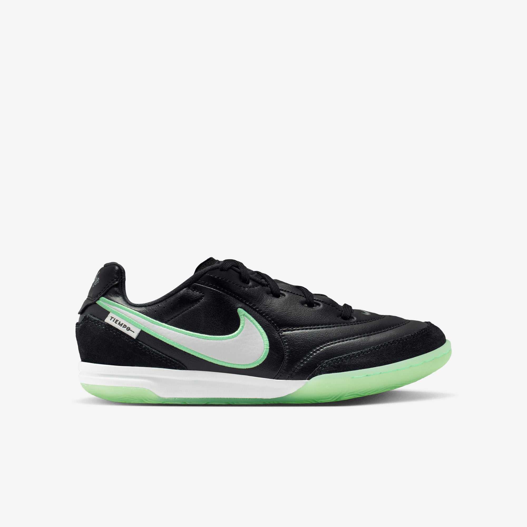 Nike Jr. Tiempo Streetgato Big Kids' Indoor/Court Low-Top Soccer Shoes - Black/Illusion Green-Black