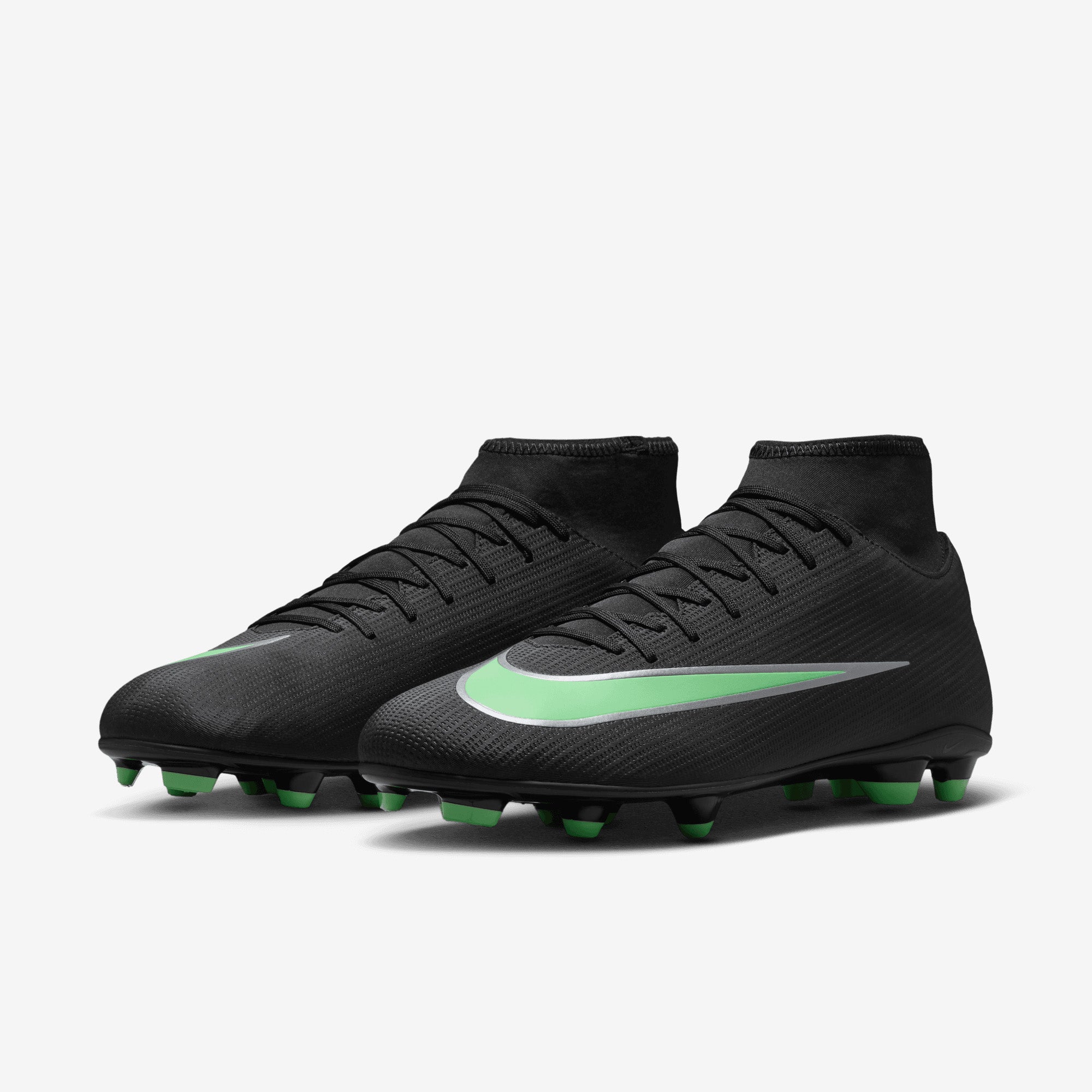 Nike Mercurial Superfly 11 Club Multi-Ground High-Top Soccer Cleats - Black/Illusion Green-Black