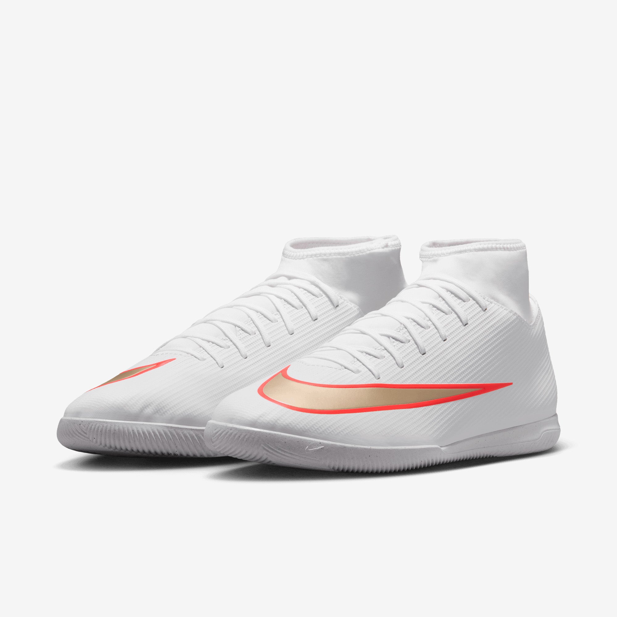 Nike Mercurial Superfly 11 Club Indoor/Court High-Top Soccer Shoes - White/Blur-Bright Crimson